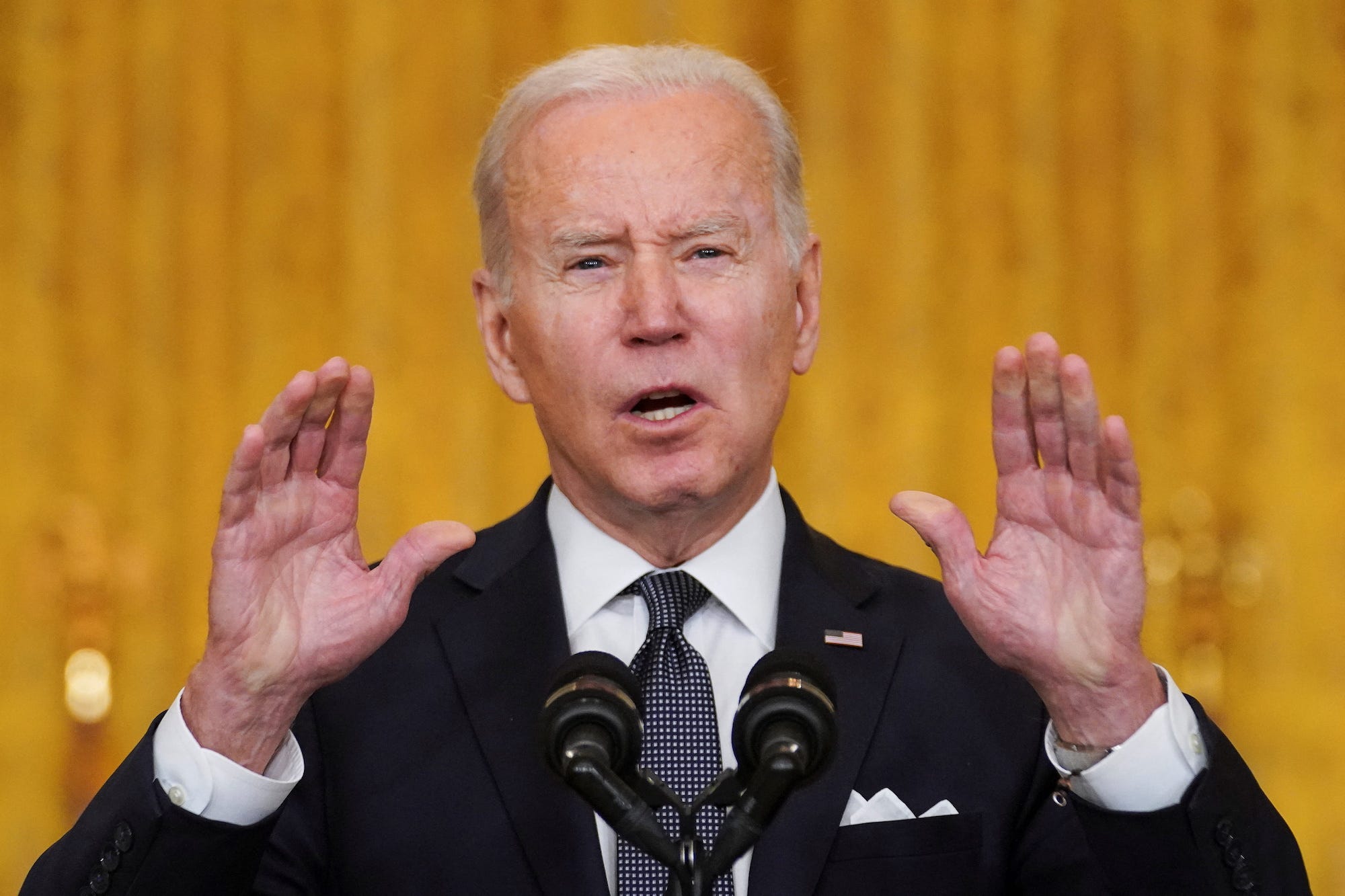 Biden delivering a speech at the White House