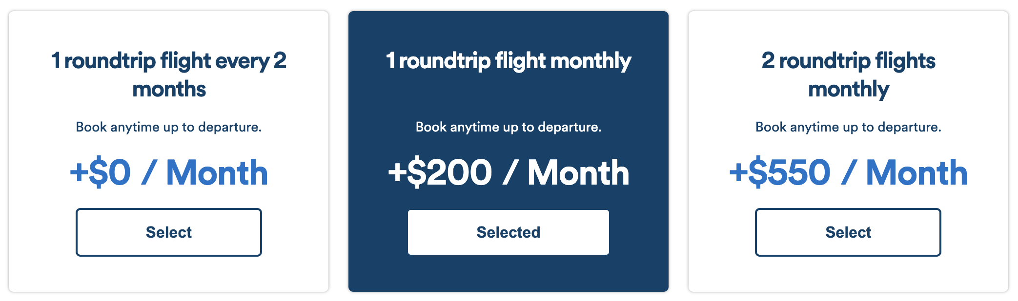 Flight Pass Pro subscription options start at $199 per month. The second option is $399 per month, while the third is $749 per month.