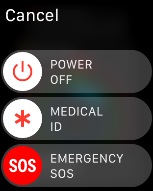 Apple Watch Power Down menu screenshot