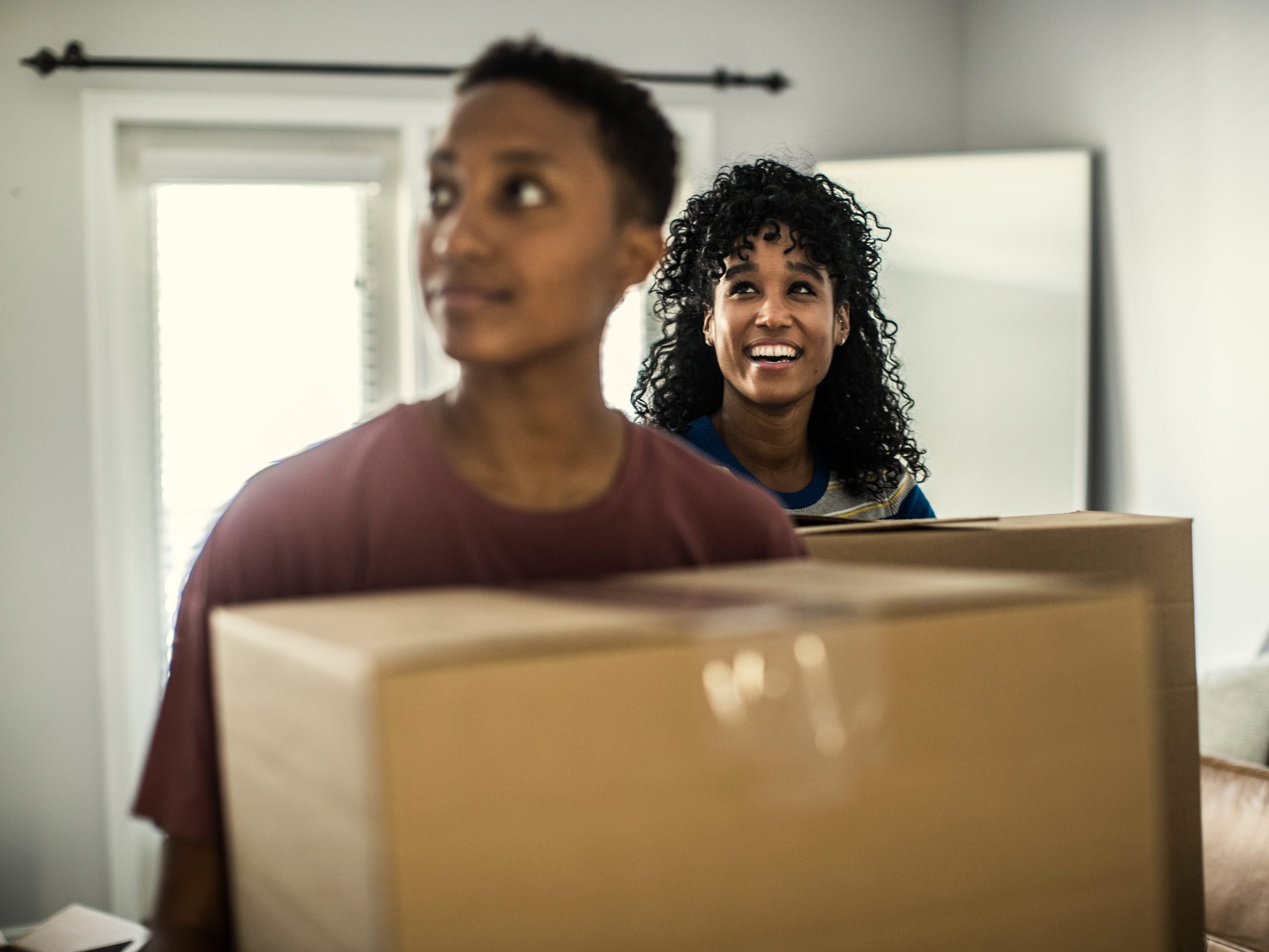 Couple moving into their home