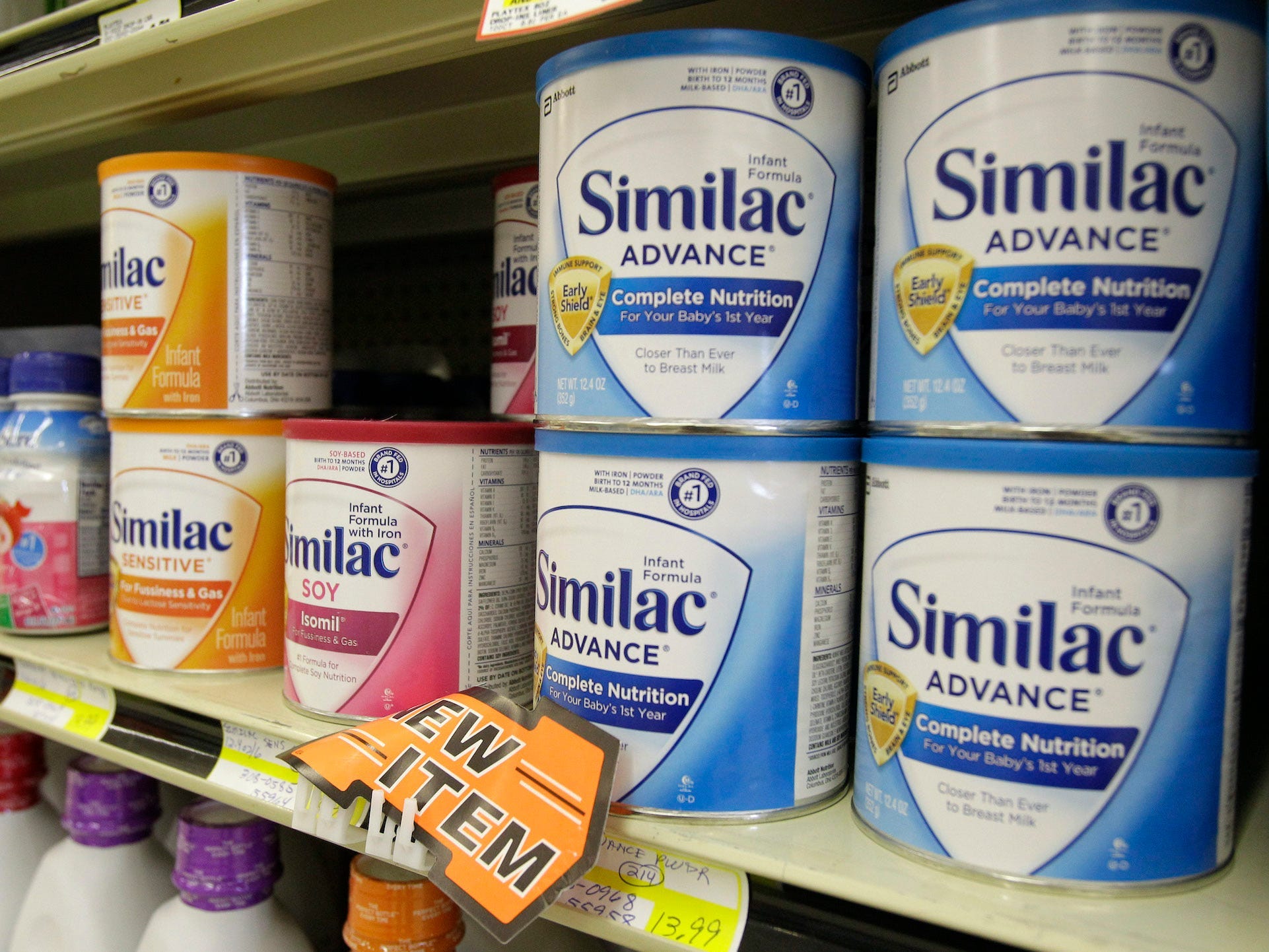 Similac baby formula is displayed on the shelves at Shaker's IGA in Olmsted Falls, Ohio.