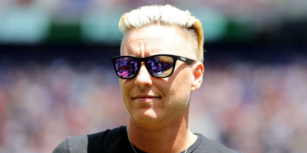 Abby Wambach on the field at halftime during the game between the the United States and Mexico at Red Bull Arena on May 26, 2019.