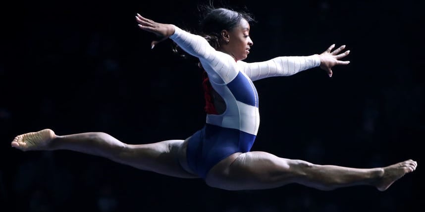 Simone Biles performs at the Gold Over America Tour in 2021.