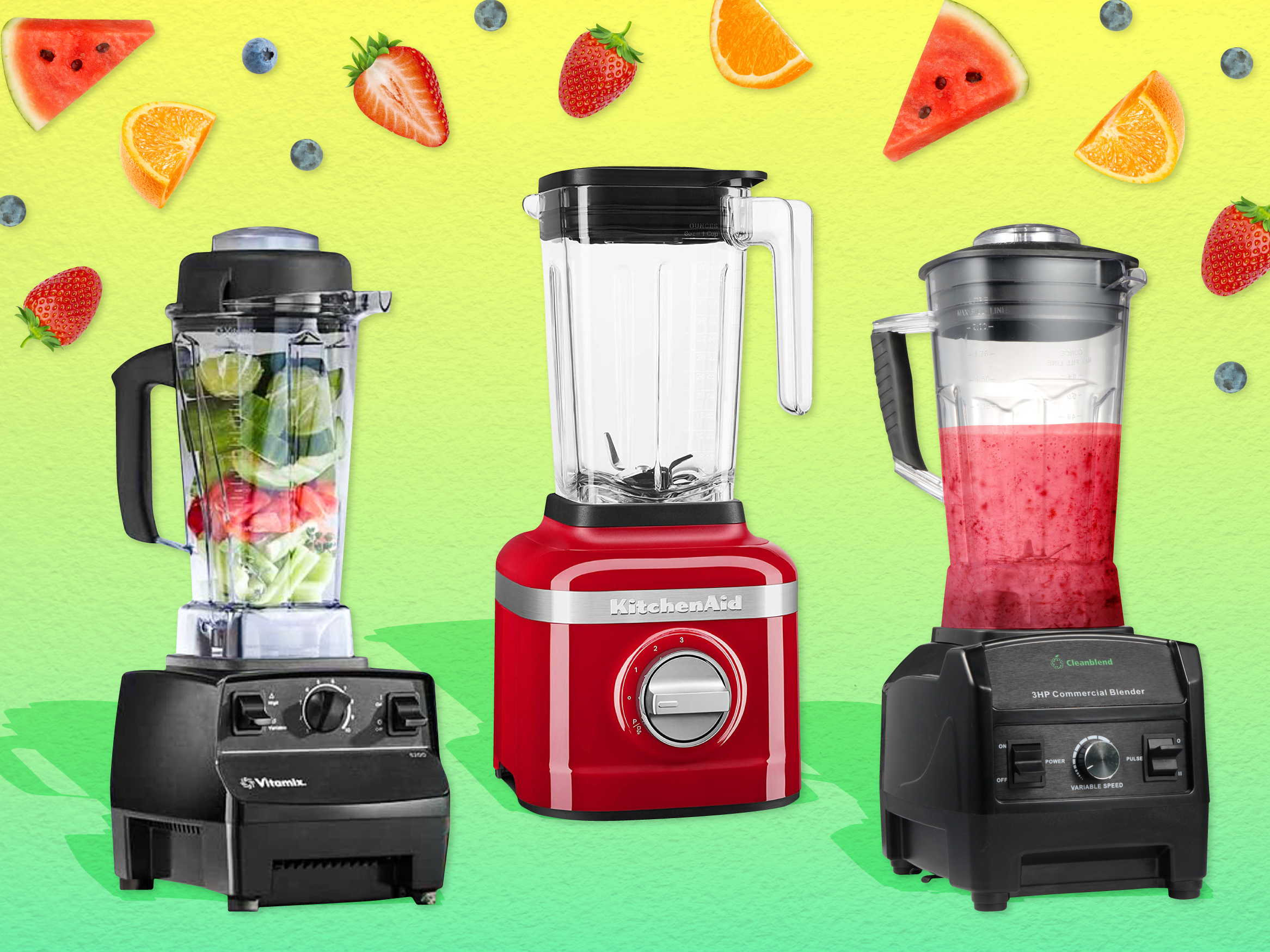 Best blenders, surrounded by colorful fruit 4x3