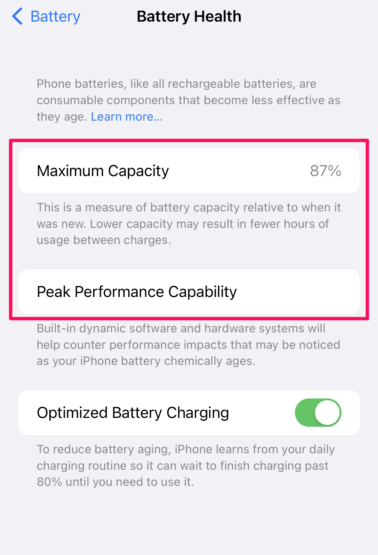 iOS Battery Health