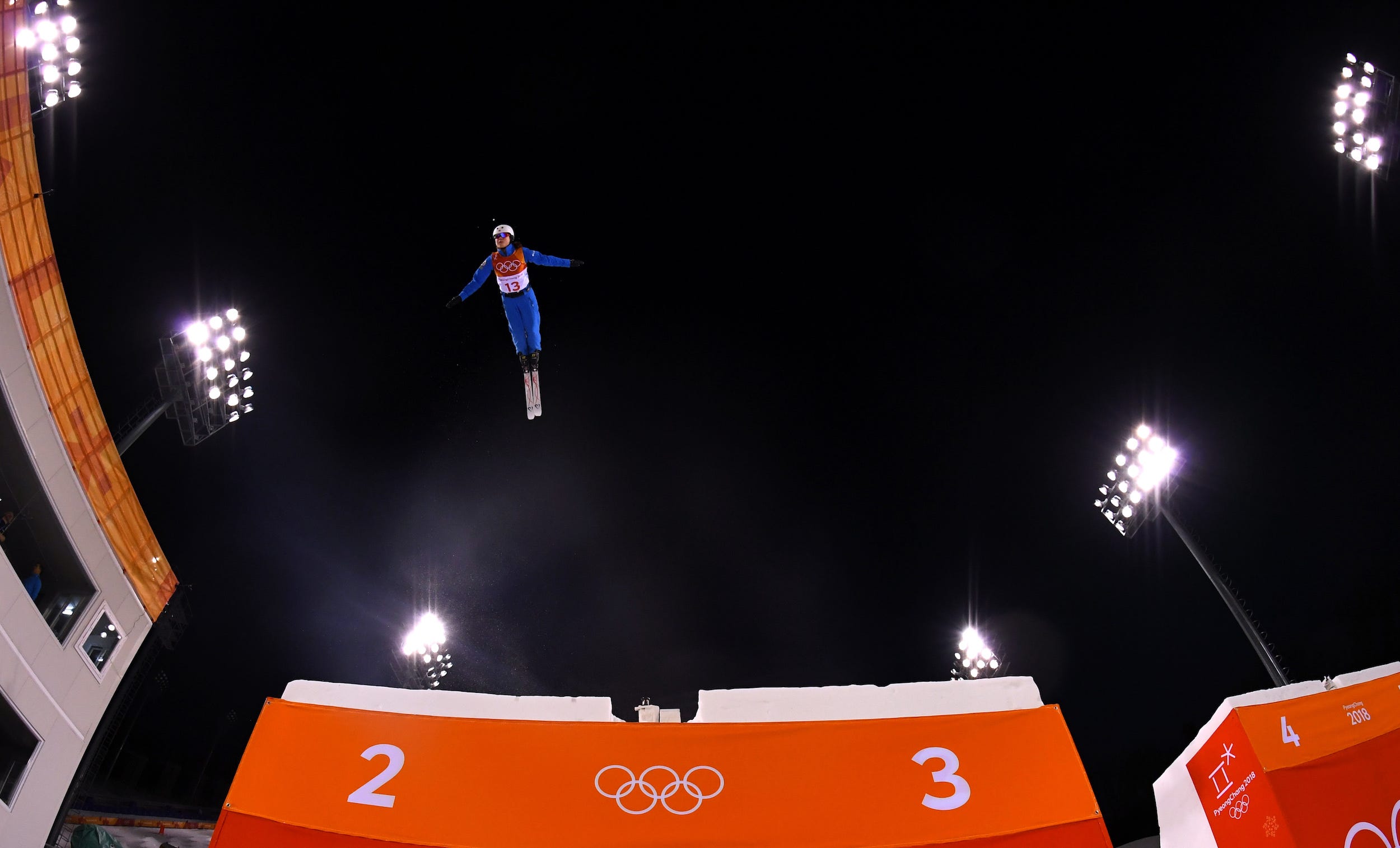 Ashley Caldwell competes at the 2018 Olympics in Pyeongchang.