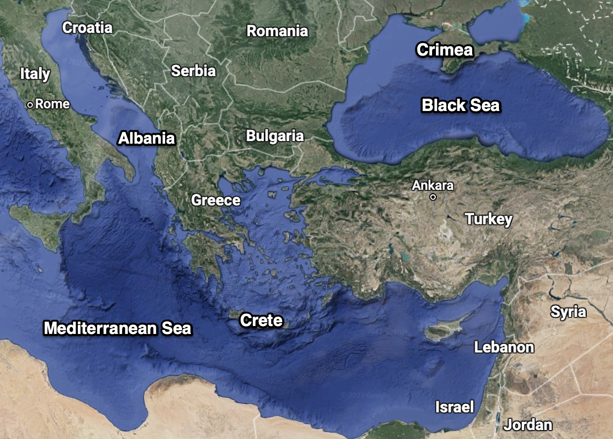 Black Sea Mediterranean Sea Balkans map