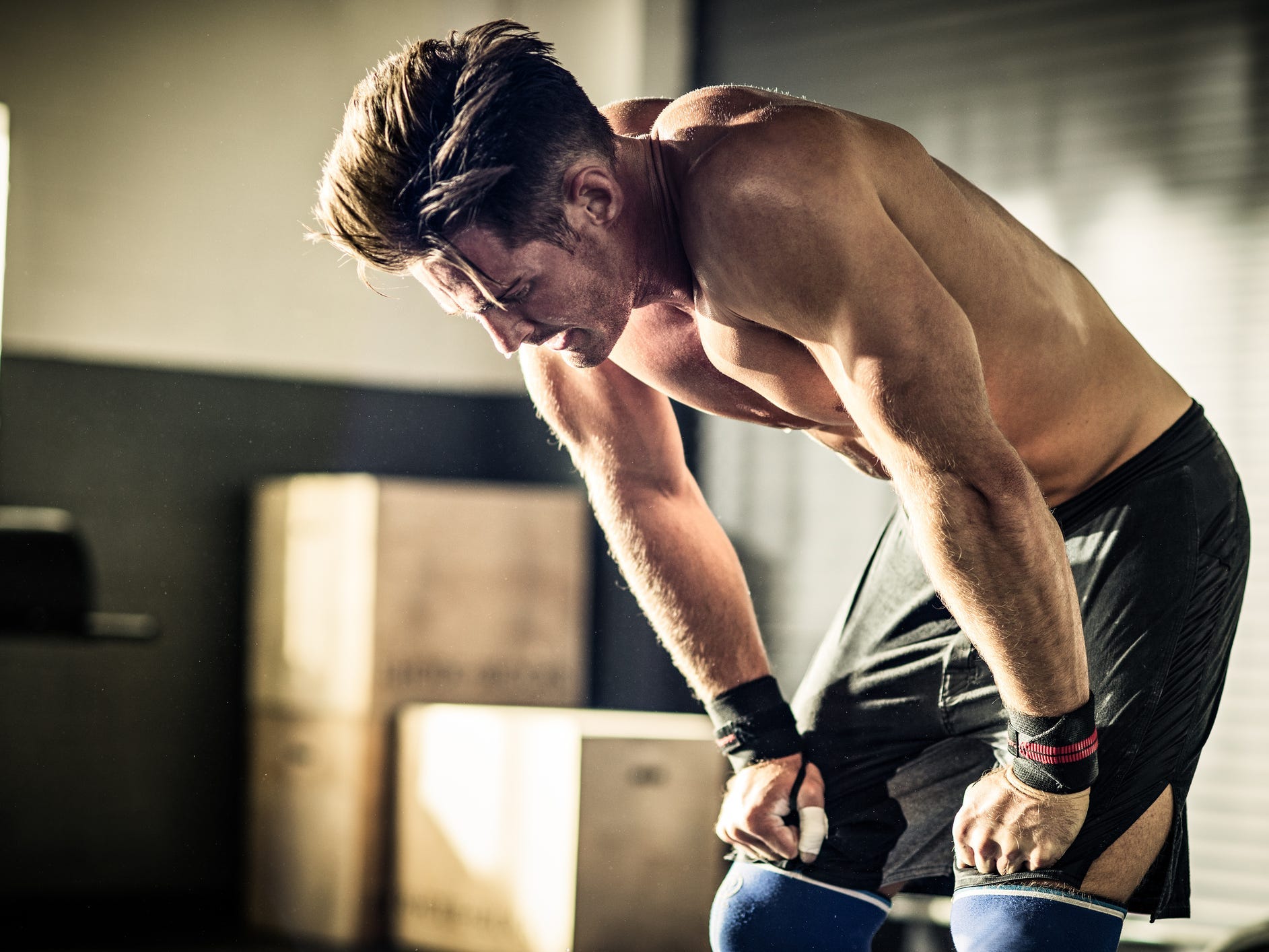 A man working out hard.