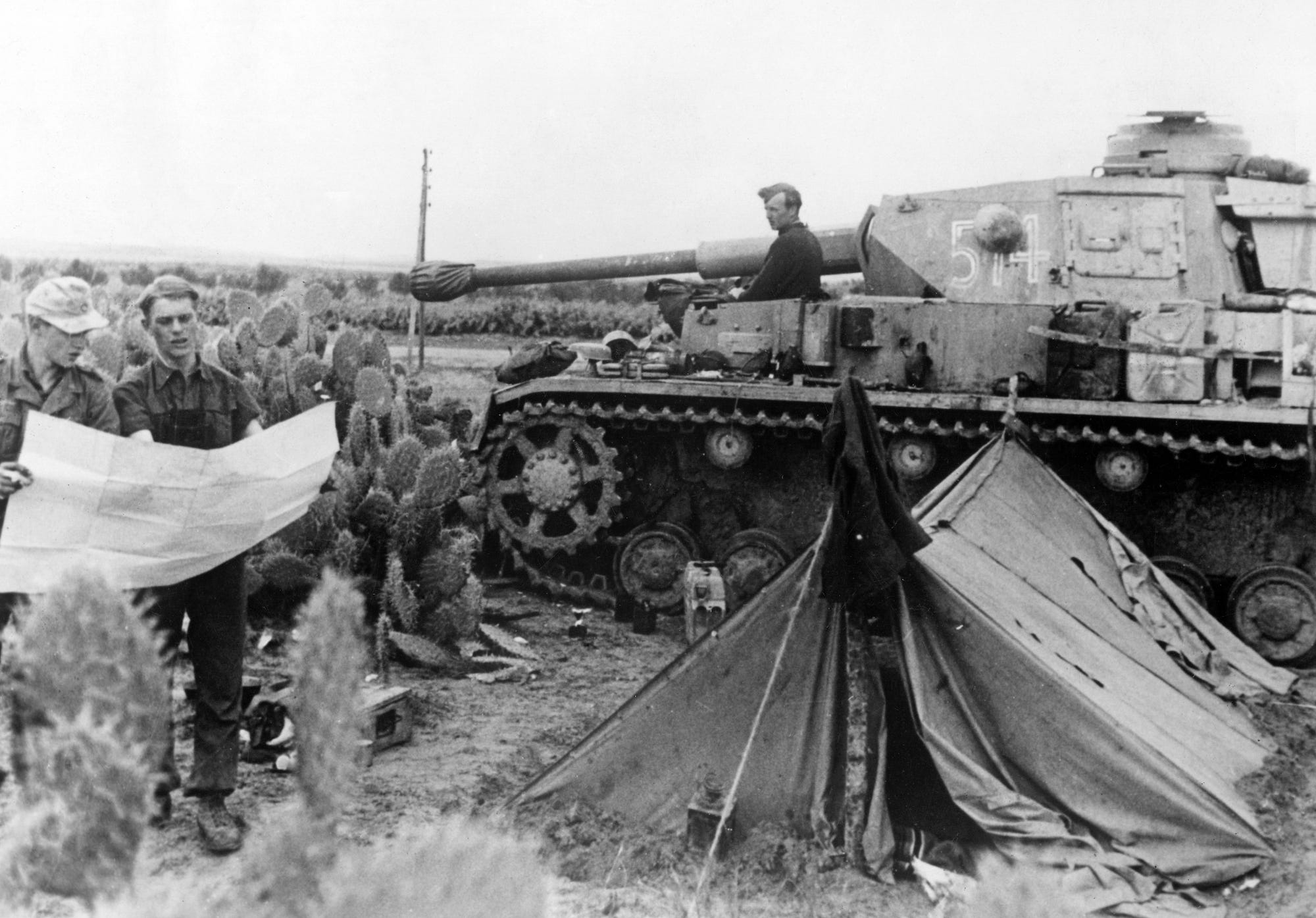 German tank crew at Kasserine Pass in Tunisia