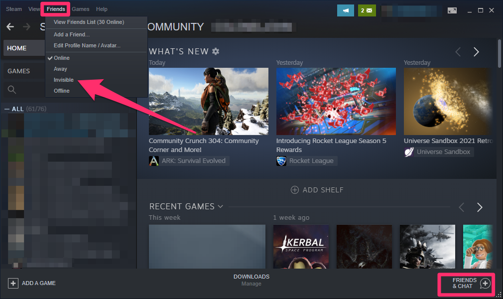 How to appear offline or invisible on Steam, so others can't see that