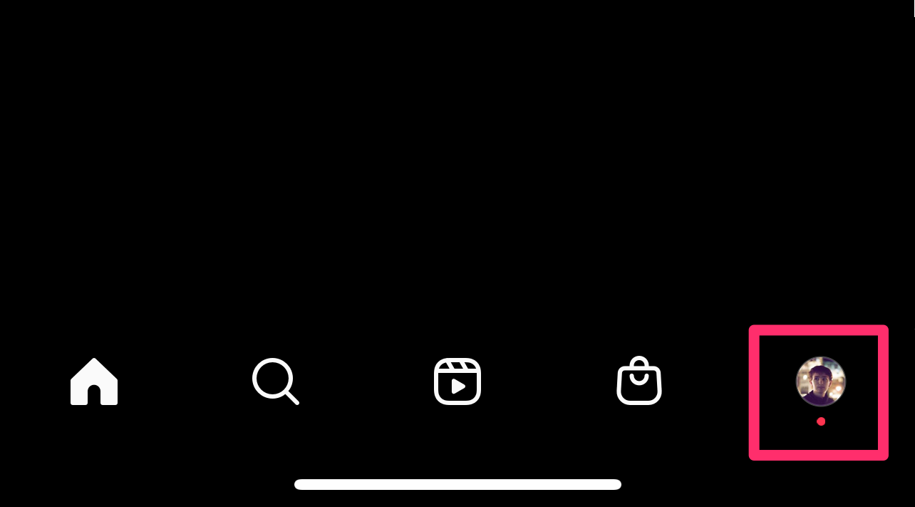 Screenshot of the Instagram home screen with profile picture highlighted.