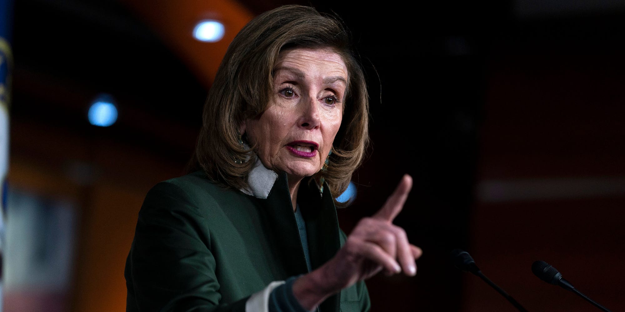 House Speaker Nancy Pelosi  at her weekly press conference on Capitol Hill on February 3, 2022.