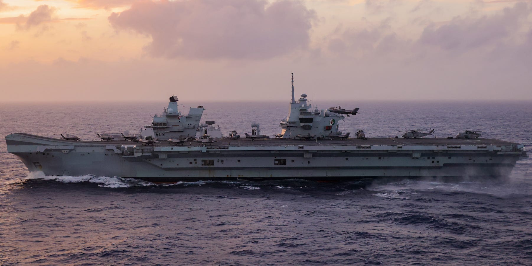 HMS Queen Elizabeth aircraft carrier in South China Sea