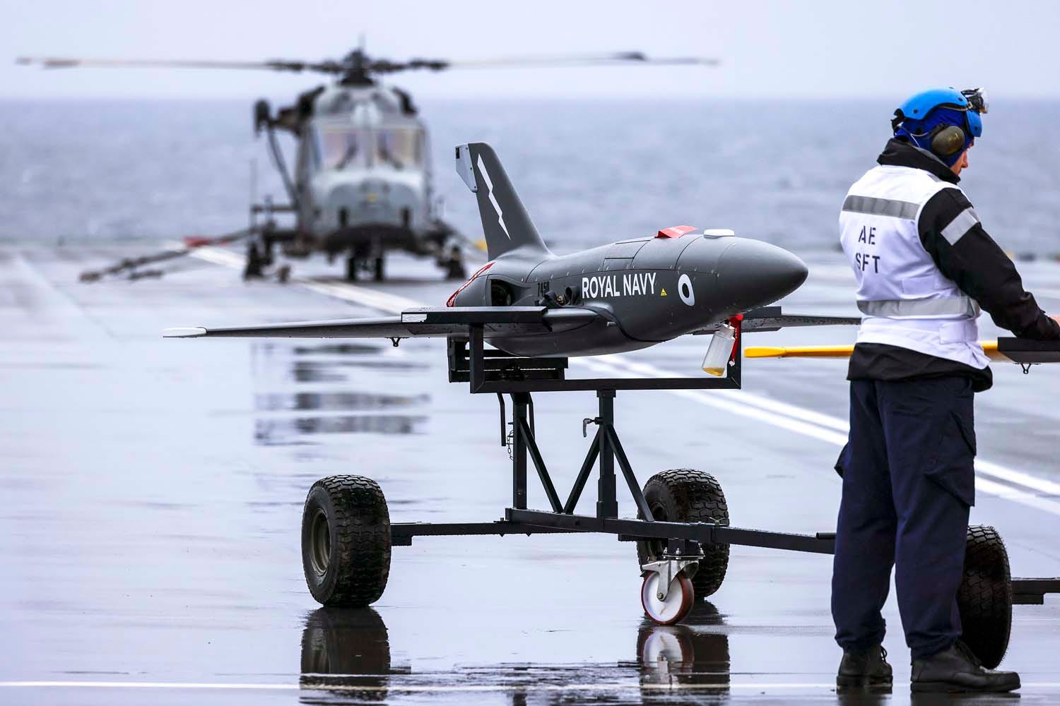 Drone aboard British aircraft carrier Prince of Wales