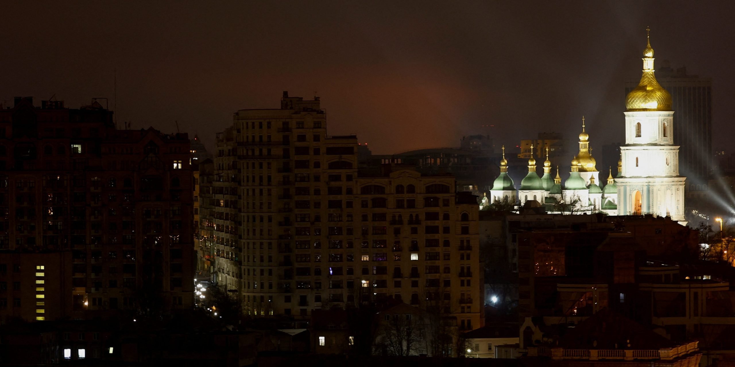 Ukraine's capital city Kyiv moments after Russian President Vladimir Putin authorized a military operation in eastern Ukraine