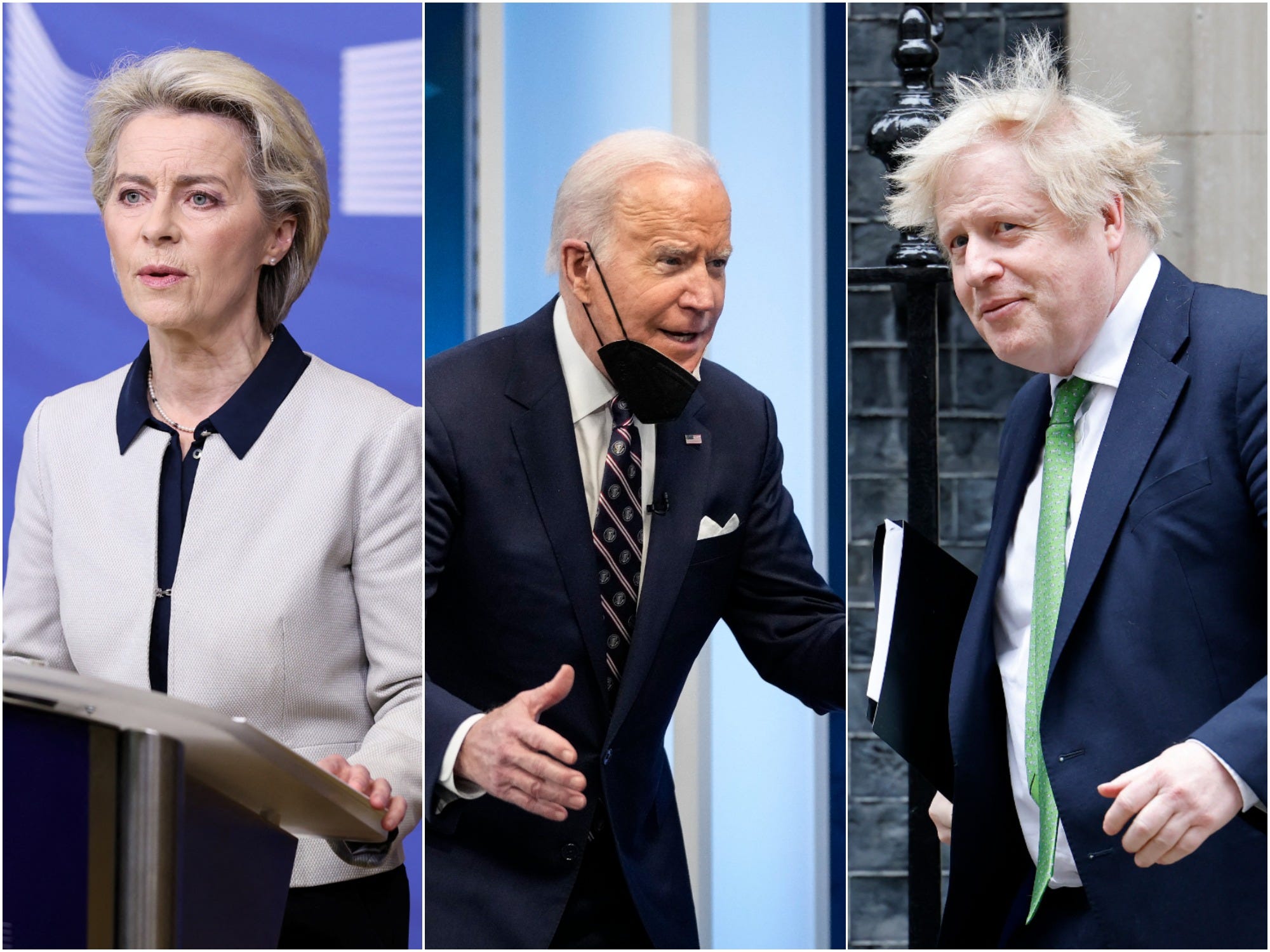 European Commission President Ursula von der Leyen, US President Joe Biden, and UK Prime MinisterBoris Johnson.