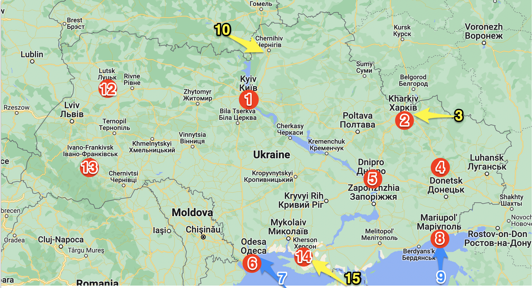 Ukraine Russia attacks map