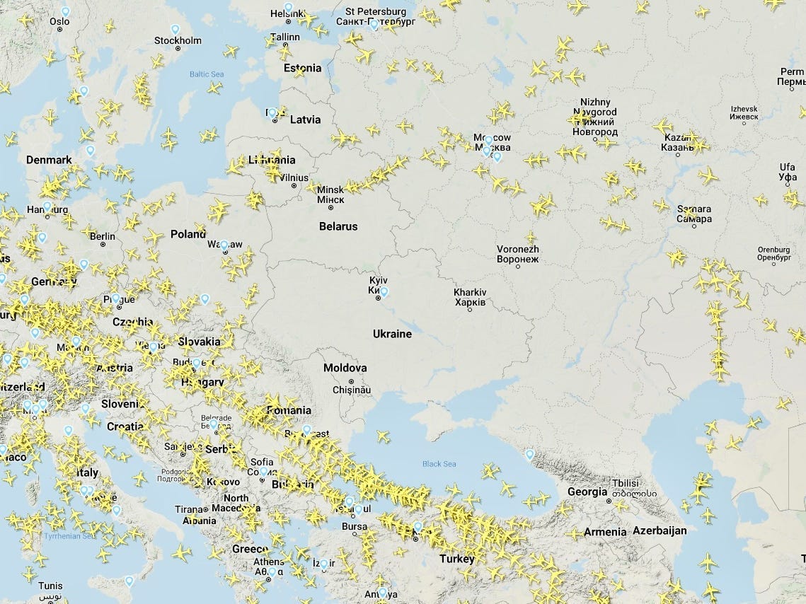 plain flightradar ukraine screenshot