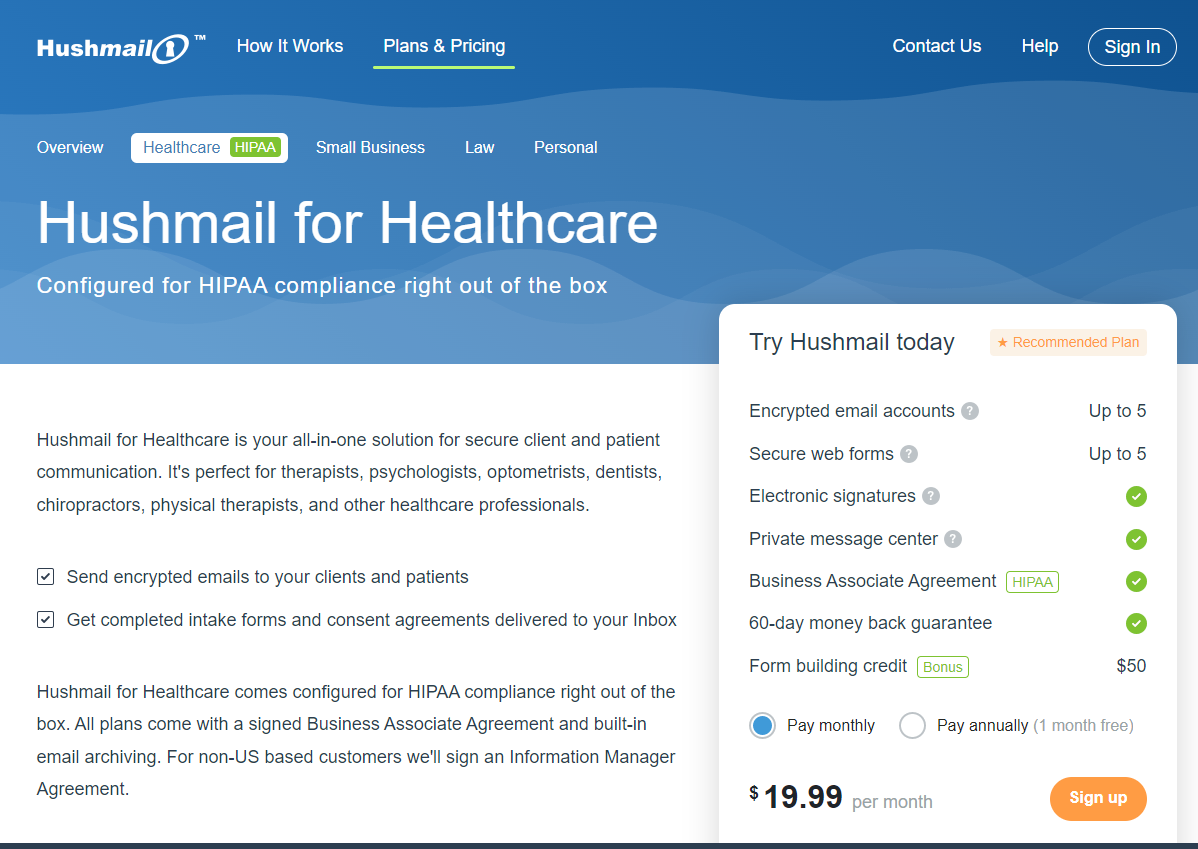 Hushmail website