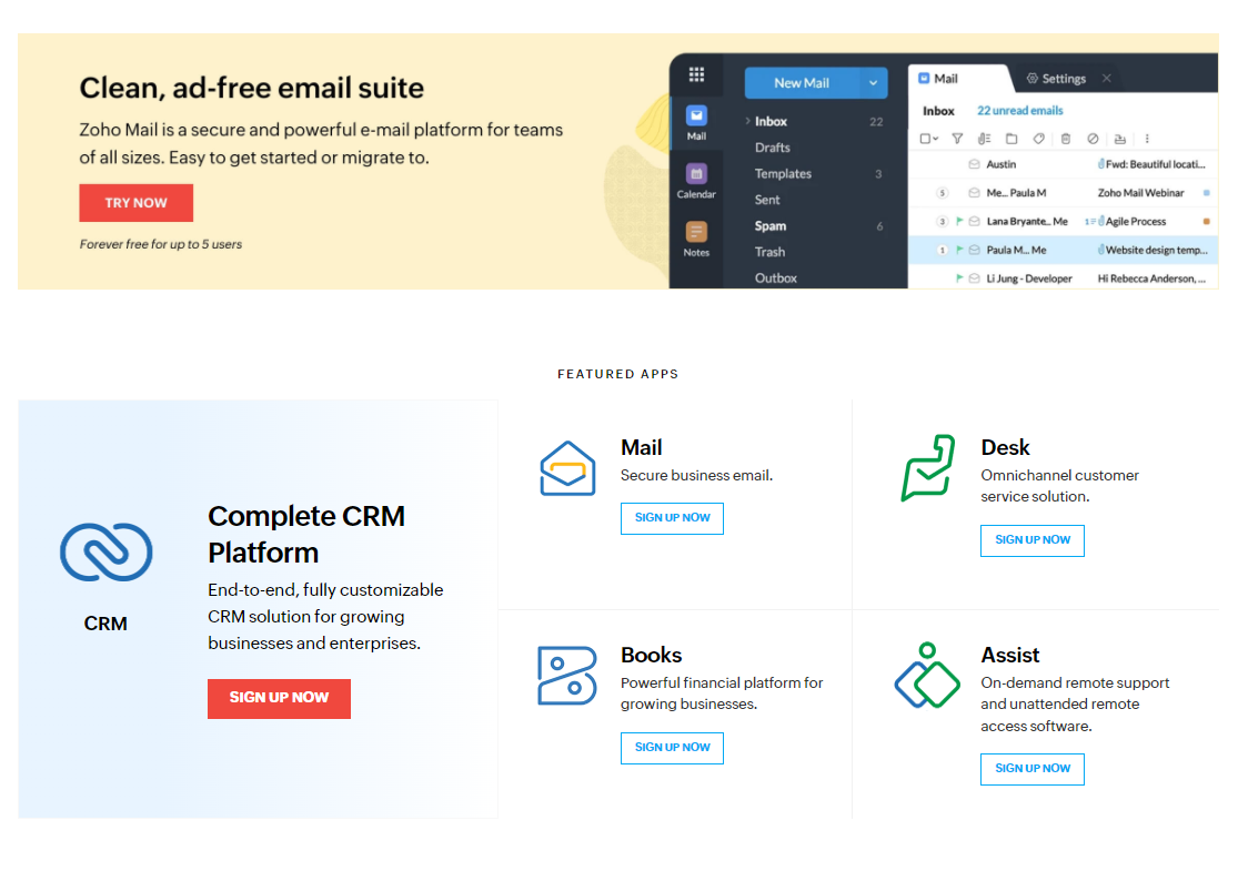 Zoho website