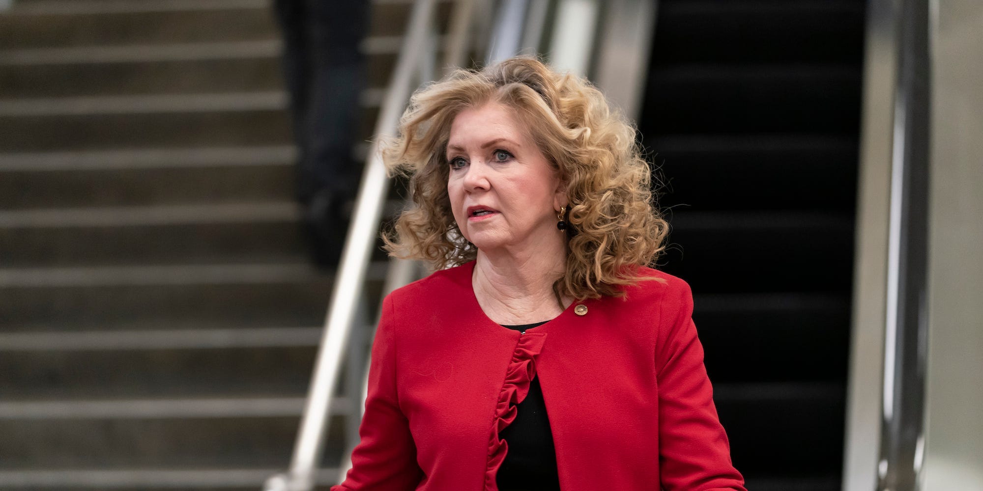 Republican Sen. Marsha Blackburn of Tennessee at the US Capitol on February 15, 2022.