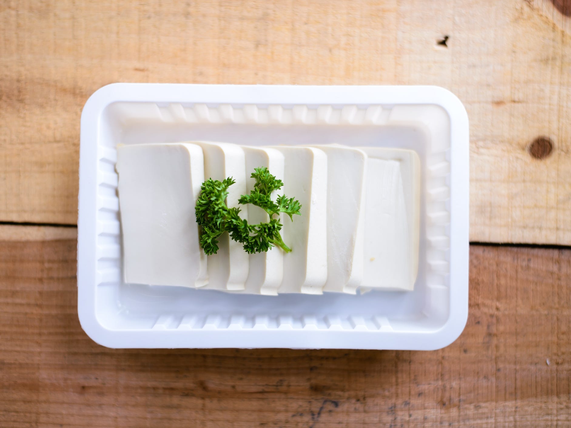 Soft tofu slices arranged together