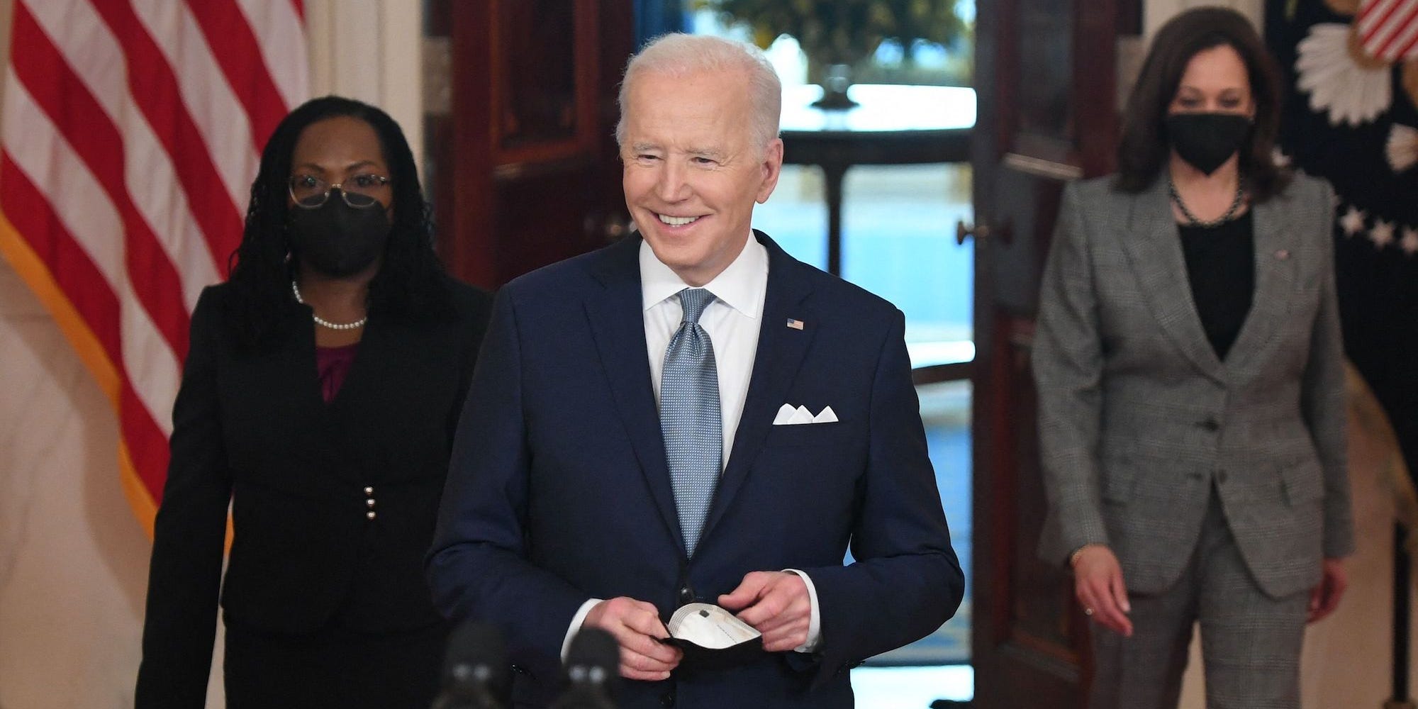 President Joe Biden announces Judge Ketanji Brown Jackson as his nominee for Associate Justice of the US Supreme Court on February 25, 2022.