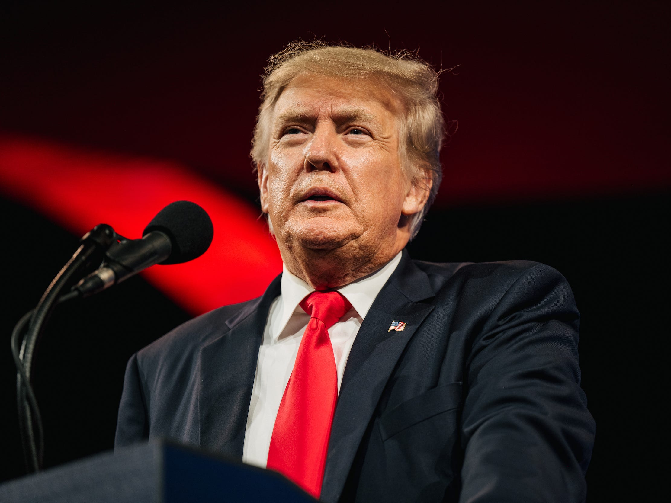 Former President Donald Trump prepares to speak during the Conservative Political Action Conference held at the Hilton Anatole on July 11, 2021 in Dallas, Texas. CPAC began in 1974, and is a conference that brings together and hosts conservative organizations, activists, and world leaders in discussing current events and future political agendas.