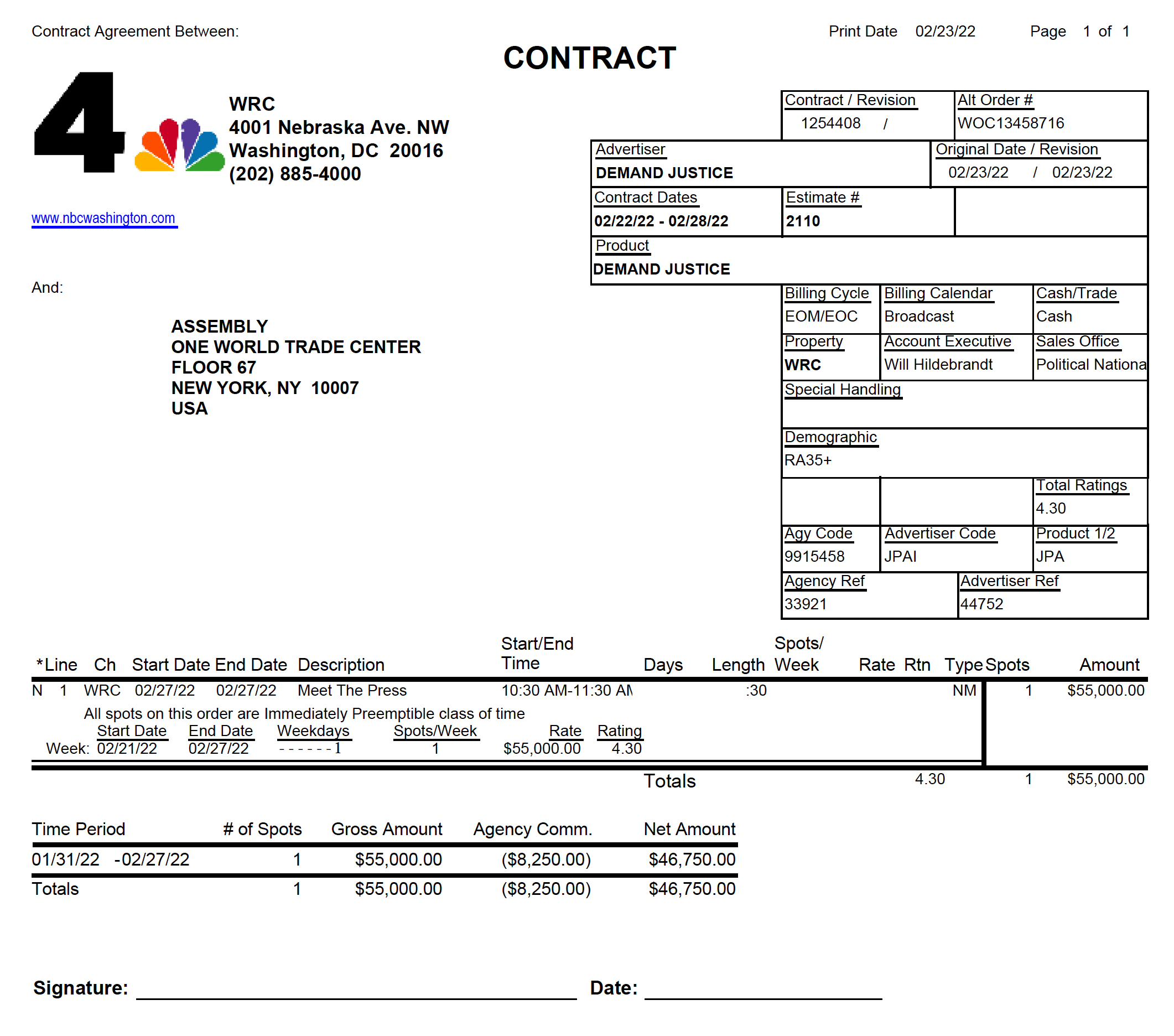 WRC TV ad document