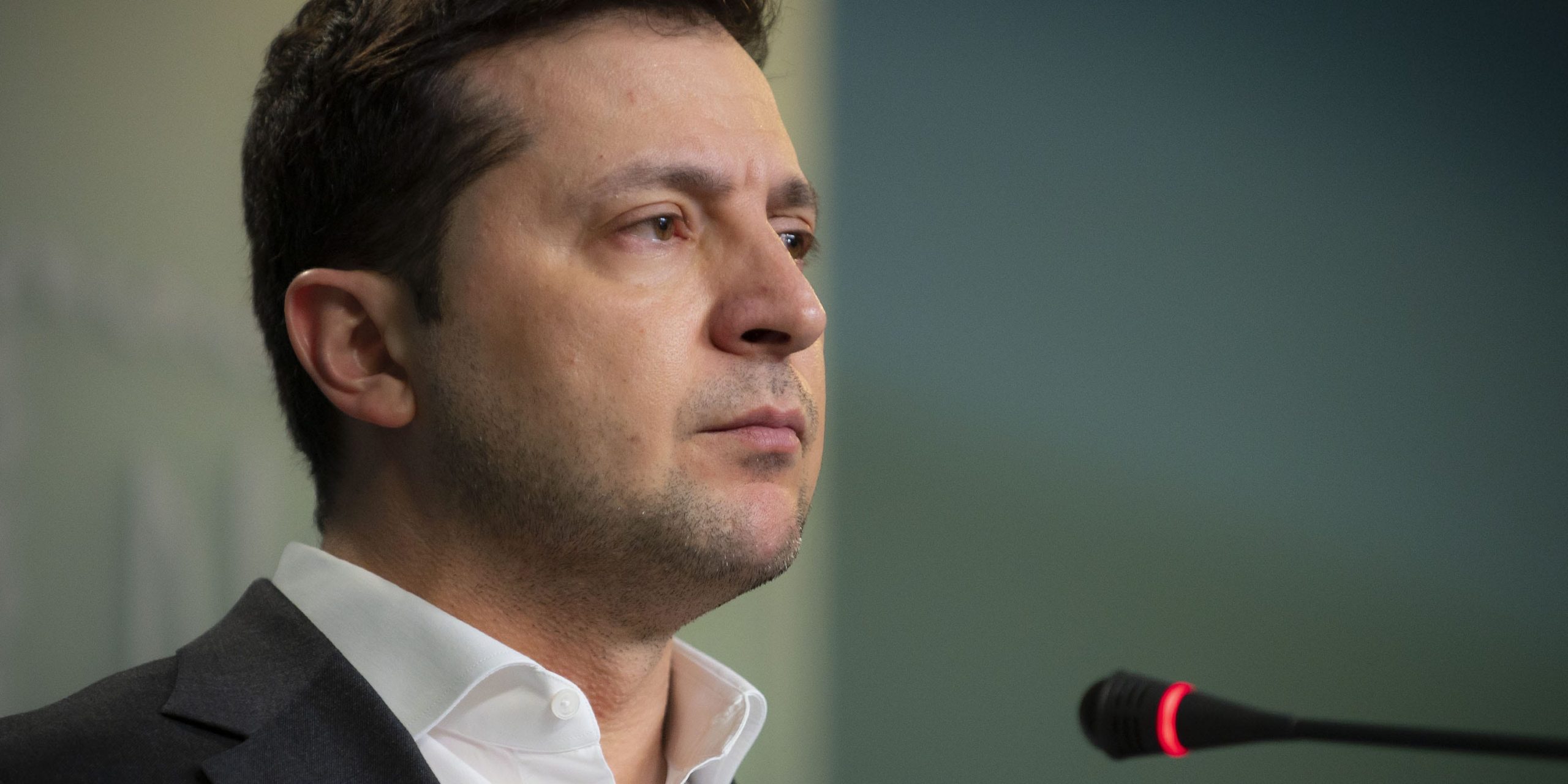 President of Ukraine Volodymyr Zelensky holds a press conference