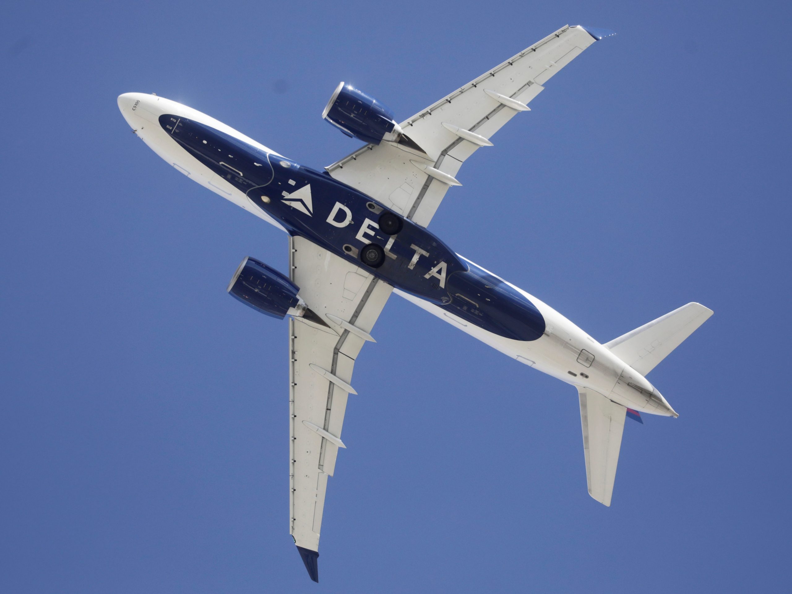 A Delta flight is shown taking off from Salt Lake City International Airport, in Salt Lake City.