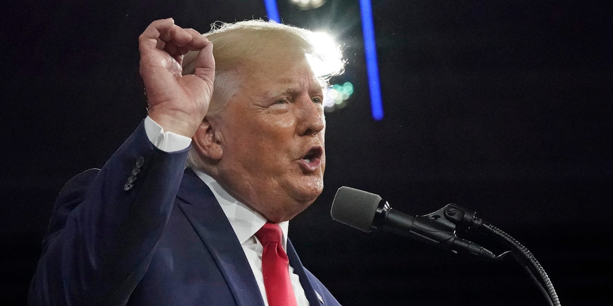 Former President Donald Trump, speaks at the Conservative Political Action Conference (CPAC) Saturday, Feb. 26, 2022, in Orlando, Florida.