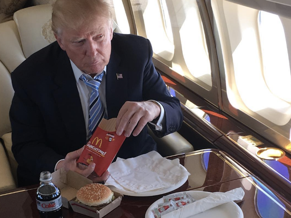 donald trump mcdonald's fast food hamburger