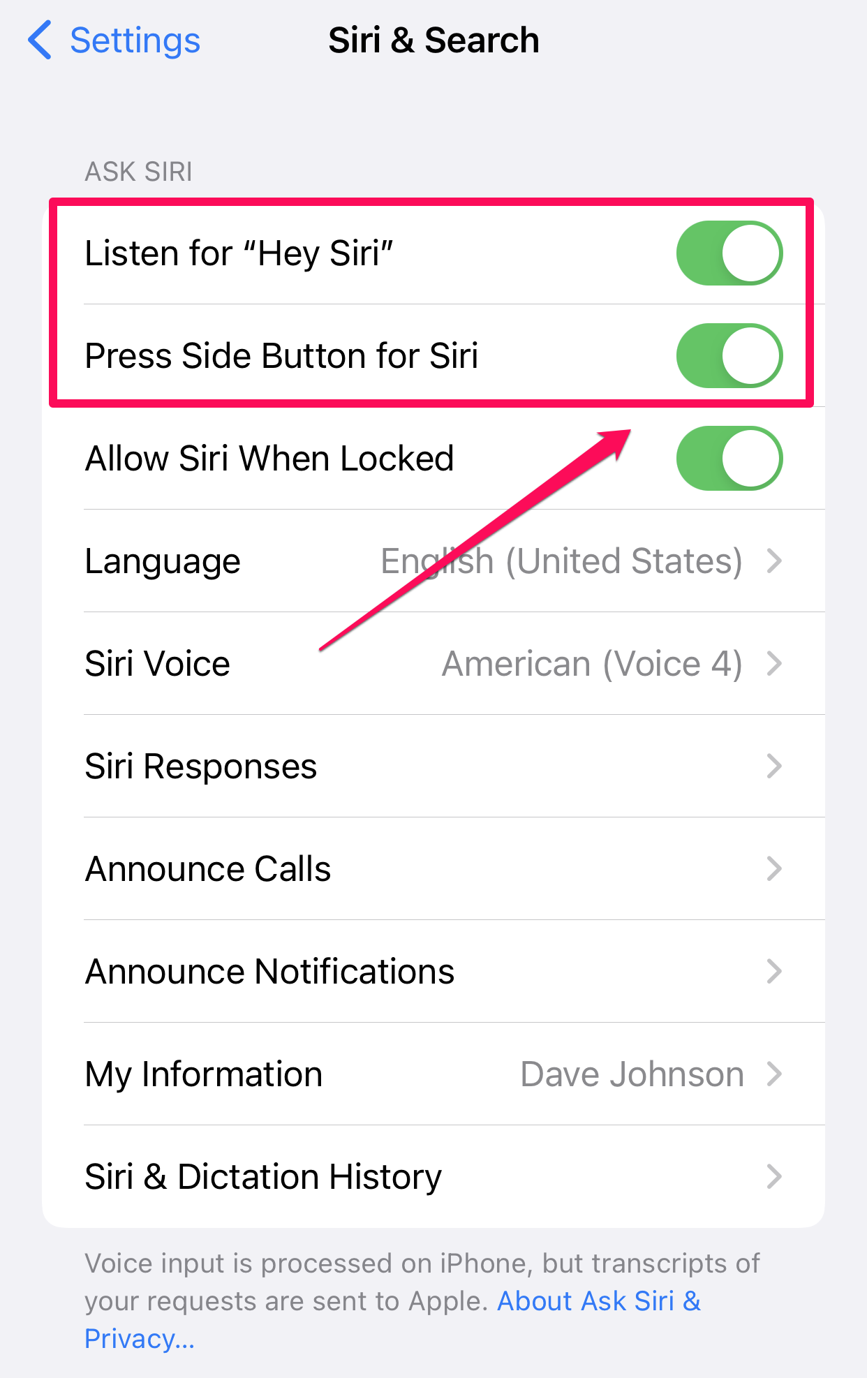 iPhone Settings