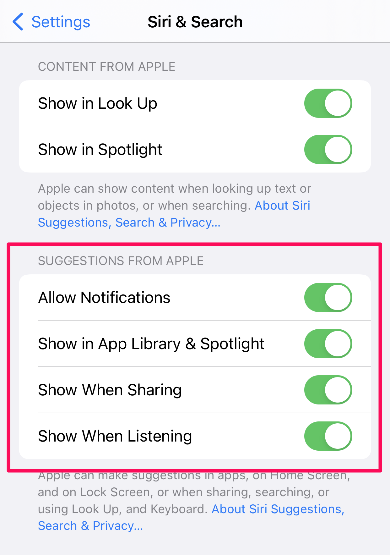 iPhone Settings