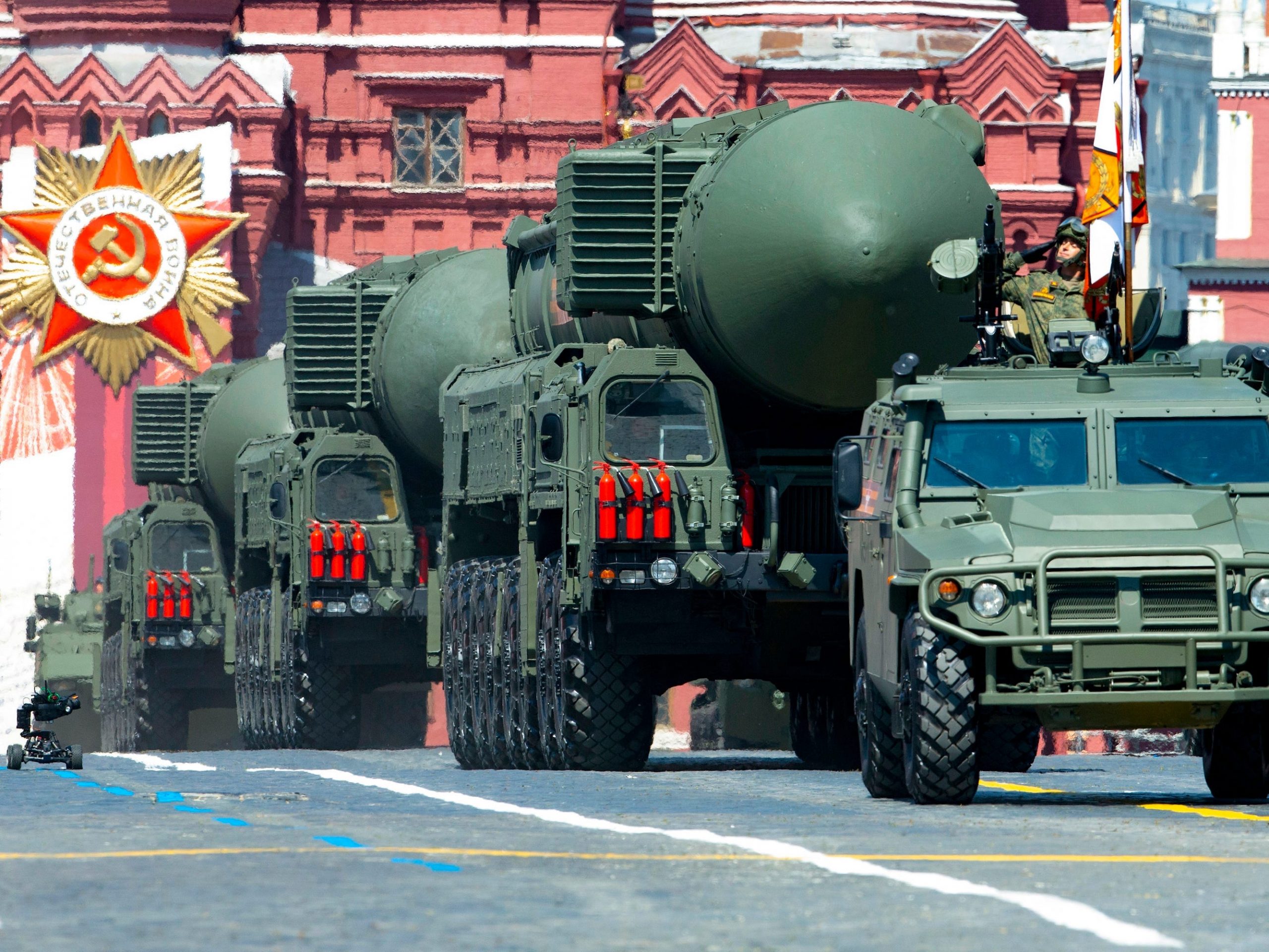 Russian ballistic missiles parade in Red Square.