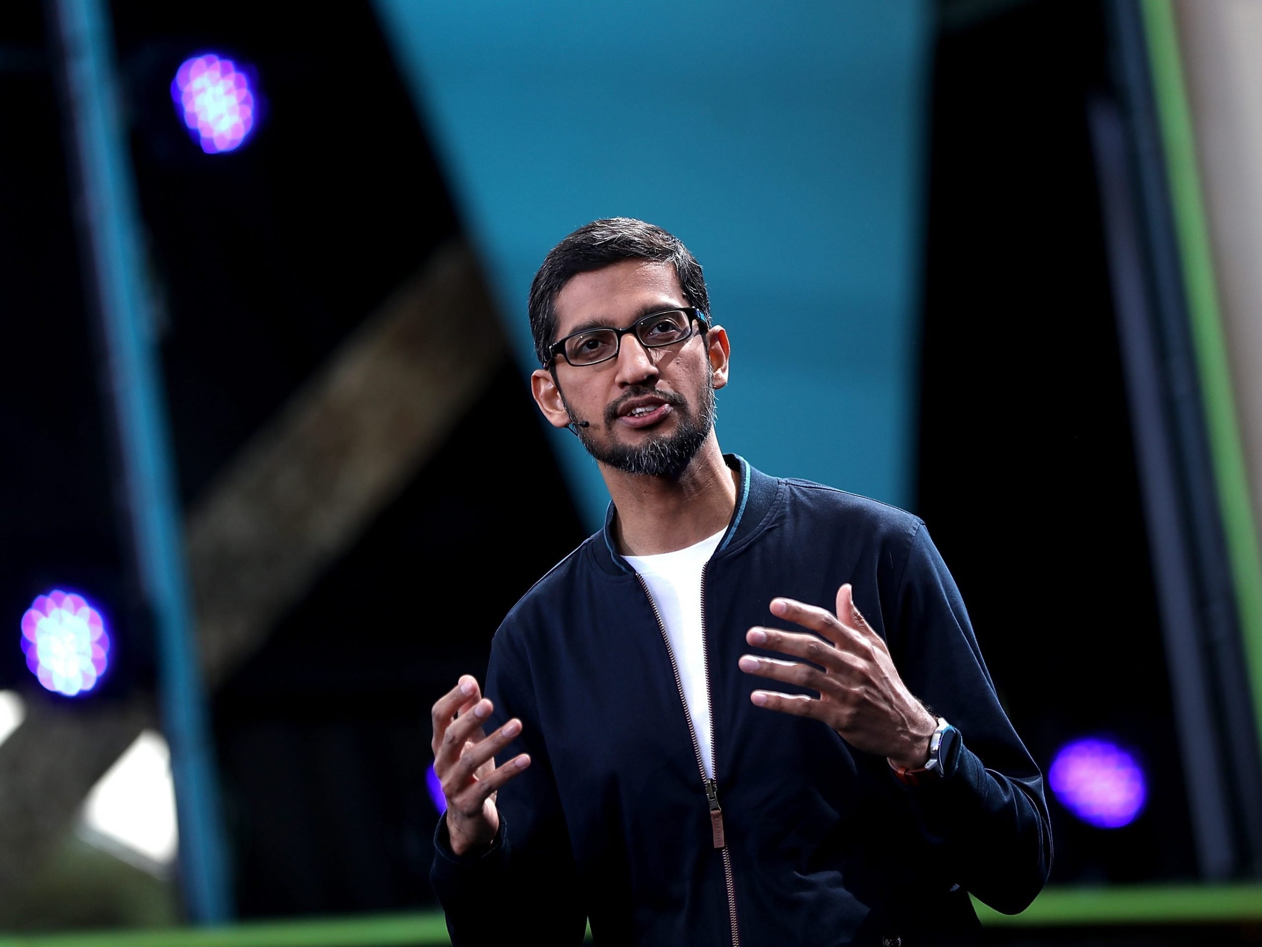 Google CEO Sundar Pichai speaks during Google I/O 2016 at Shoreline Amphitheatre on May 19, 2016 in Mountain View, California. The annual Google I/O conference is runs through May 20.