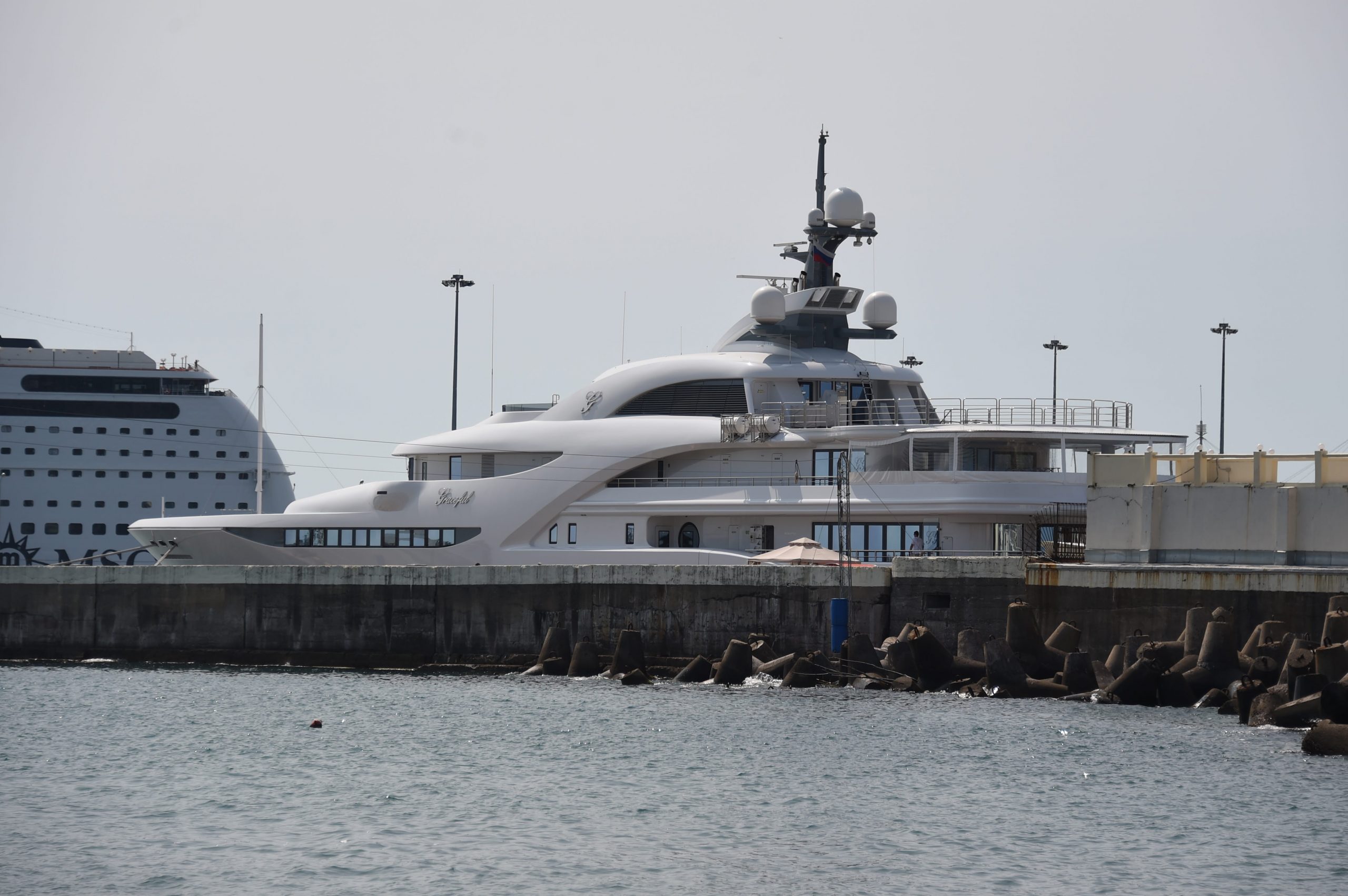 The yacht &#39;Graceful&#39; of Russian President Vladimir Putin is moored at the port of Sochi, Russia, 13 July 2015.