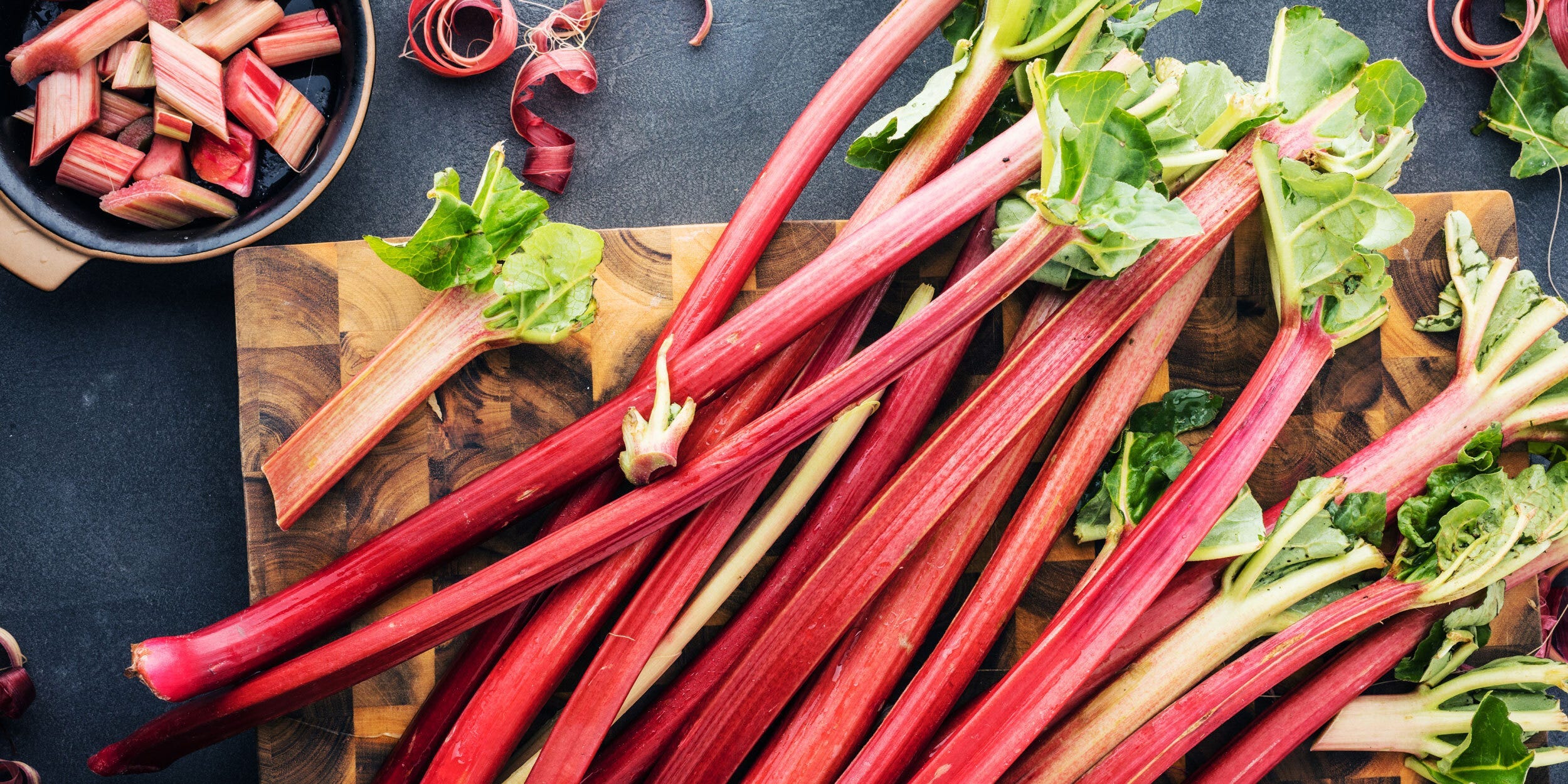 Rhubarb on cutting board