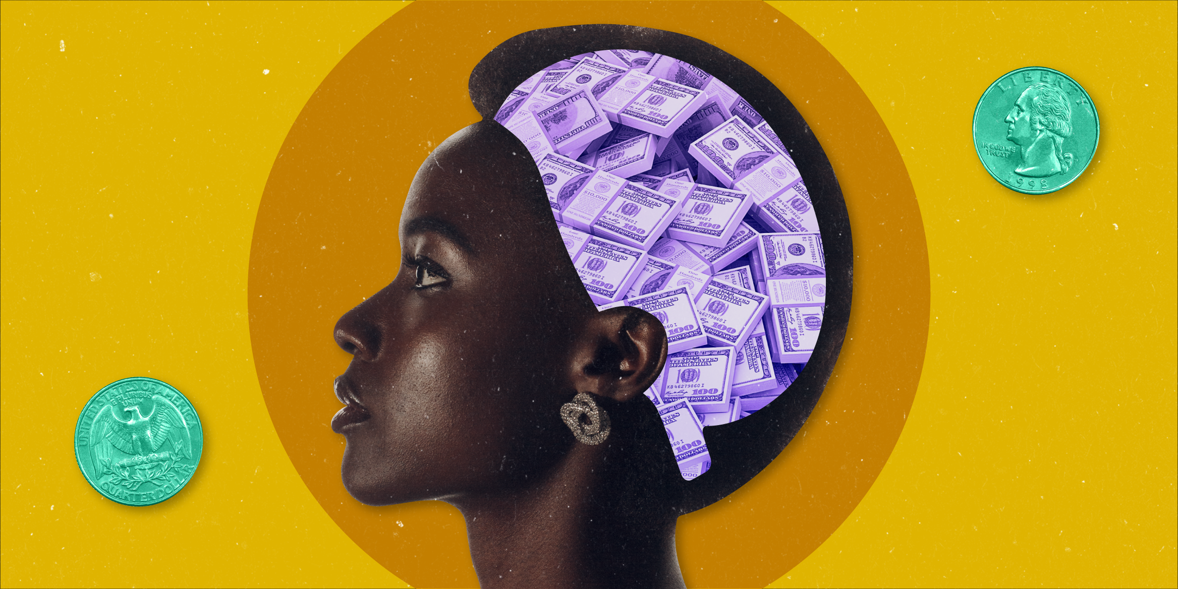 Side profile of a woman thinking about money, scarcity mindset 2x1