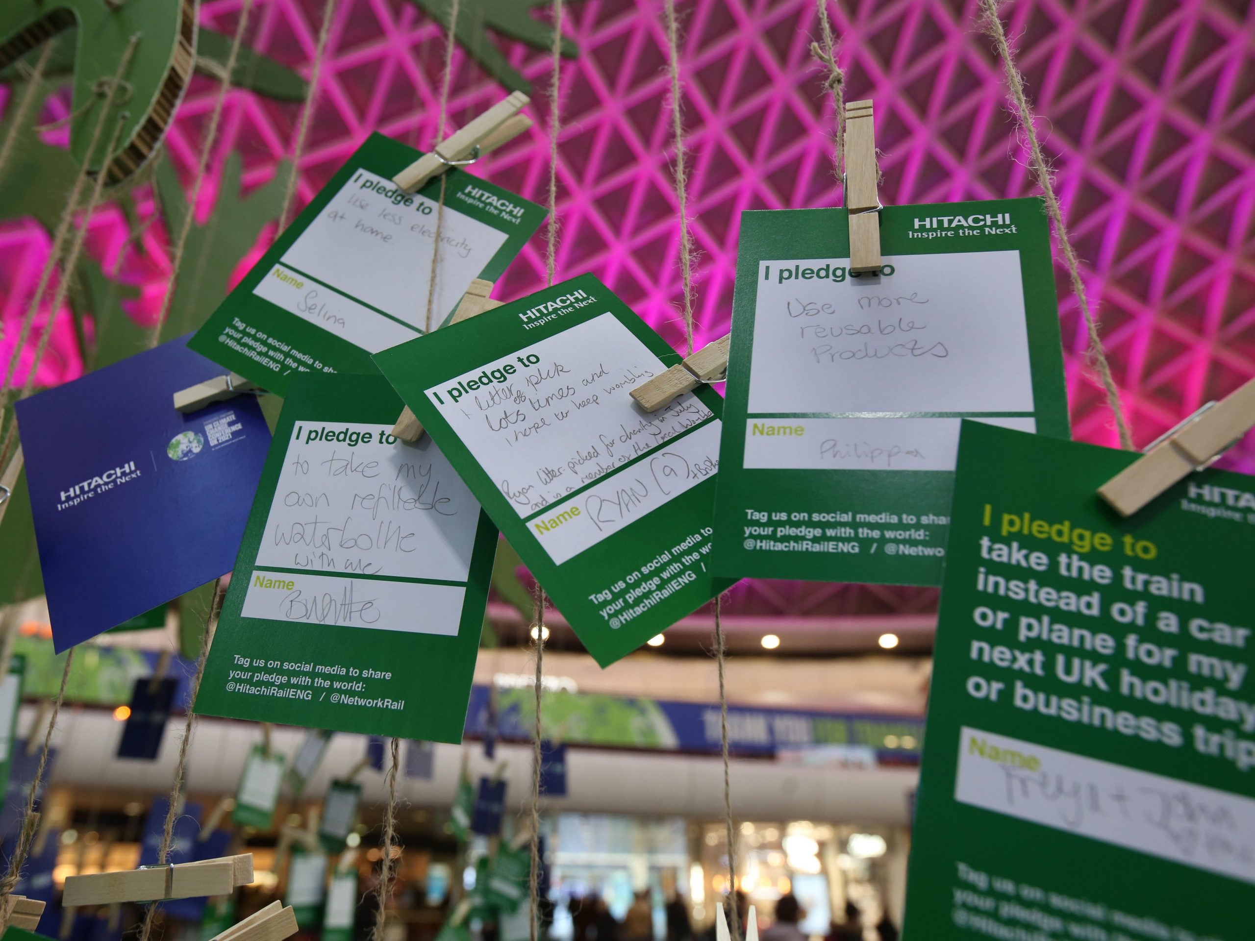 During COP26 in Glasgow, Scotland, in November 2021, people hung up descriptions of their pledges to combat climate change