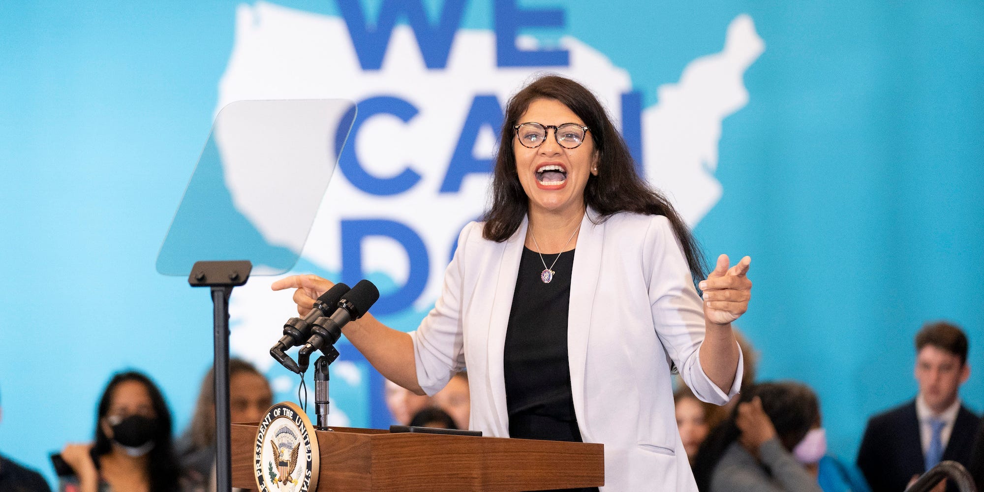 Democratic Rep. Rashida Tlaib of Michigan at a vaccine mobilization event in Detroit, Michigan on July 12, 2021.