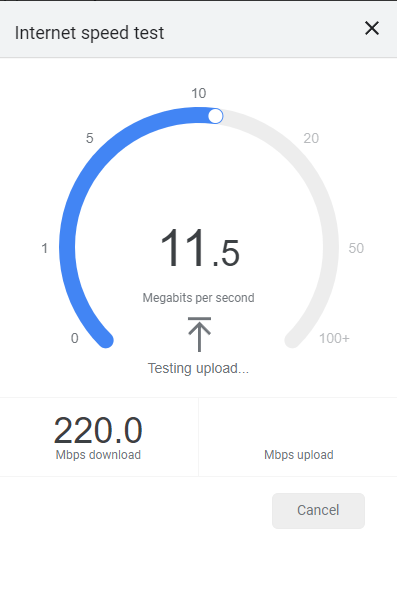 Speed test in Chrome