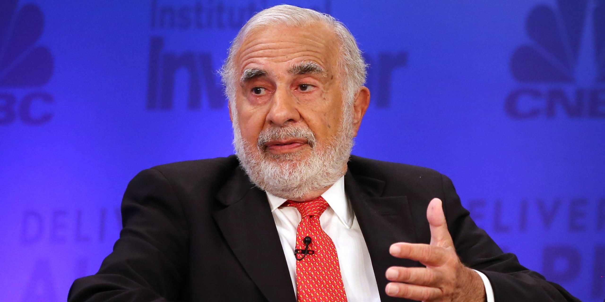 Carl Icahn is photographed speaking with CNBC