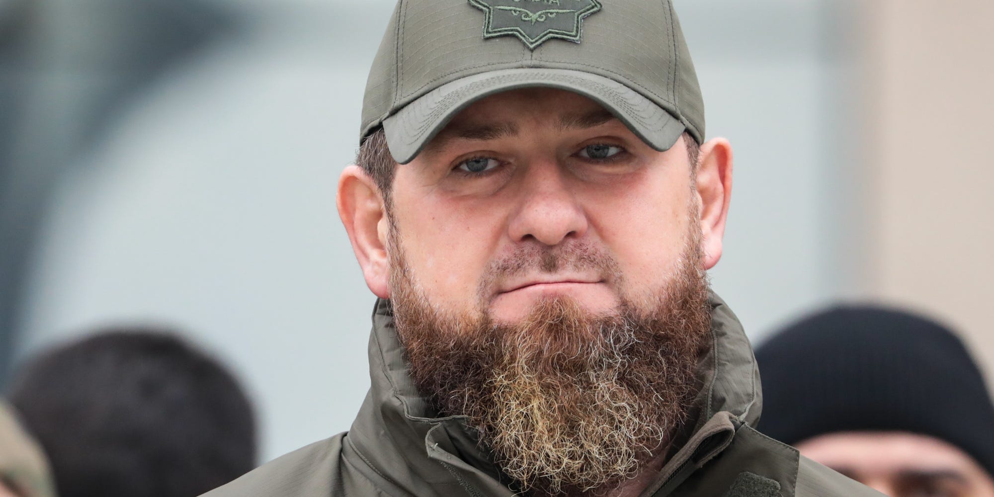 A head and shoulders shot of Ramzan Kadyrov, leader of the Chechen Republic, in a baseball cap on February 25, 2022.