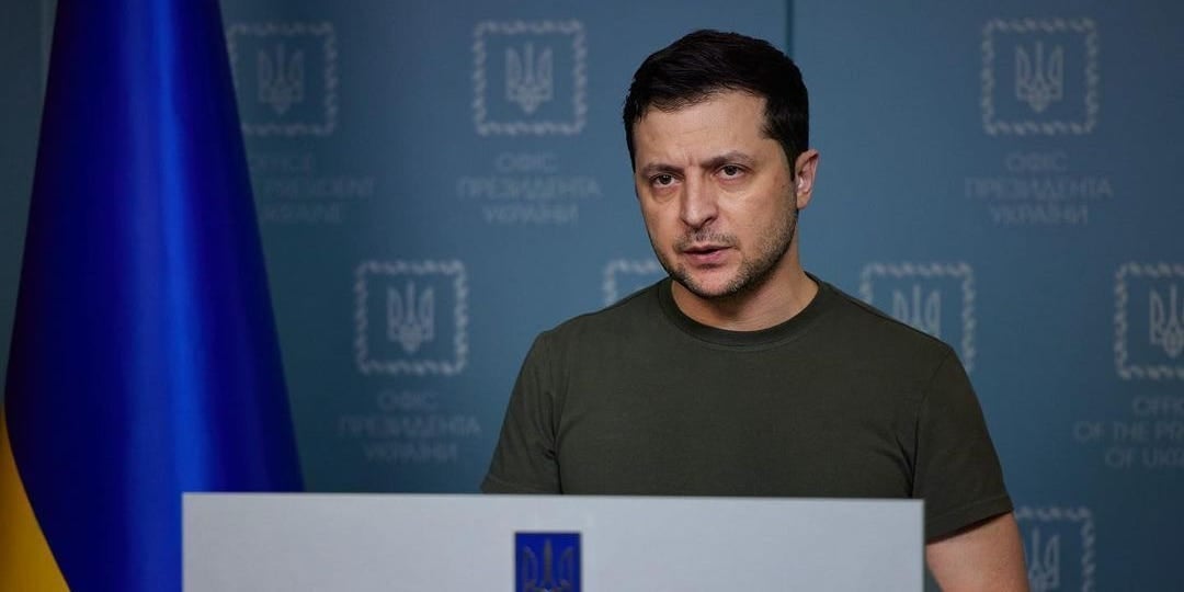 Ukrainian President Volodymyr Zelensky seen in Kyiv, Ukraine on February 28, 2022.