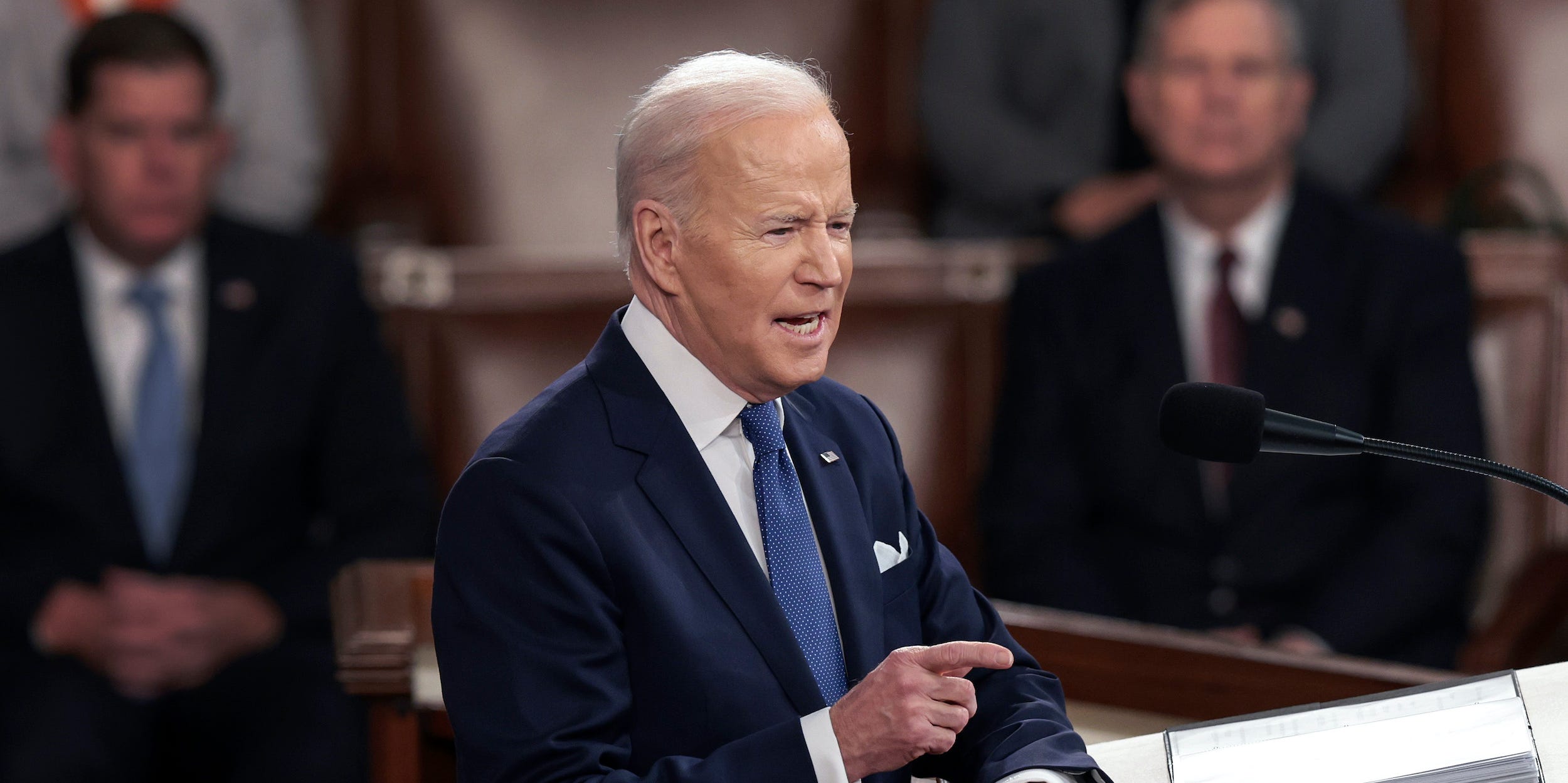 President Joe Biden delivers his State of the Union address to a joint session of Congress at the Capitol, Tuesday, March 1, 2022, in Washington.