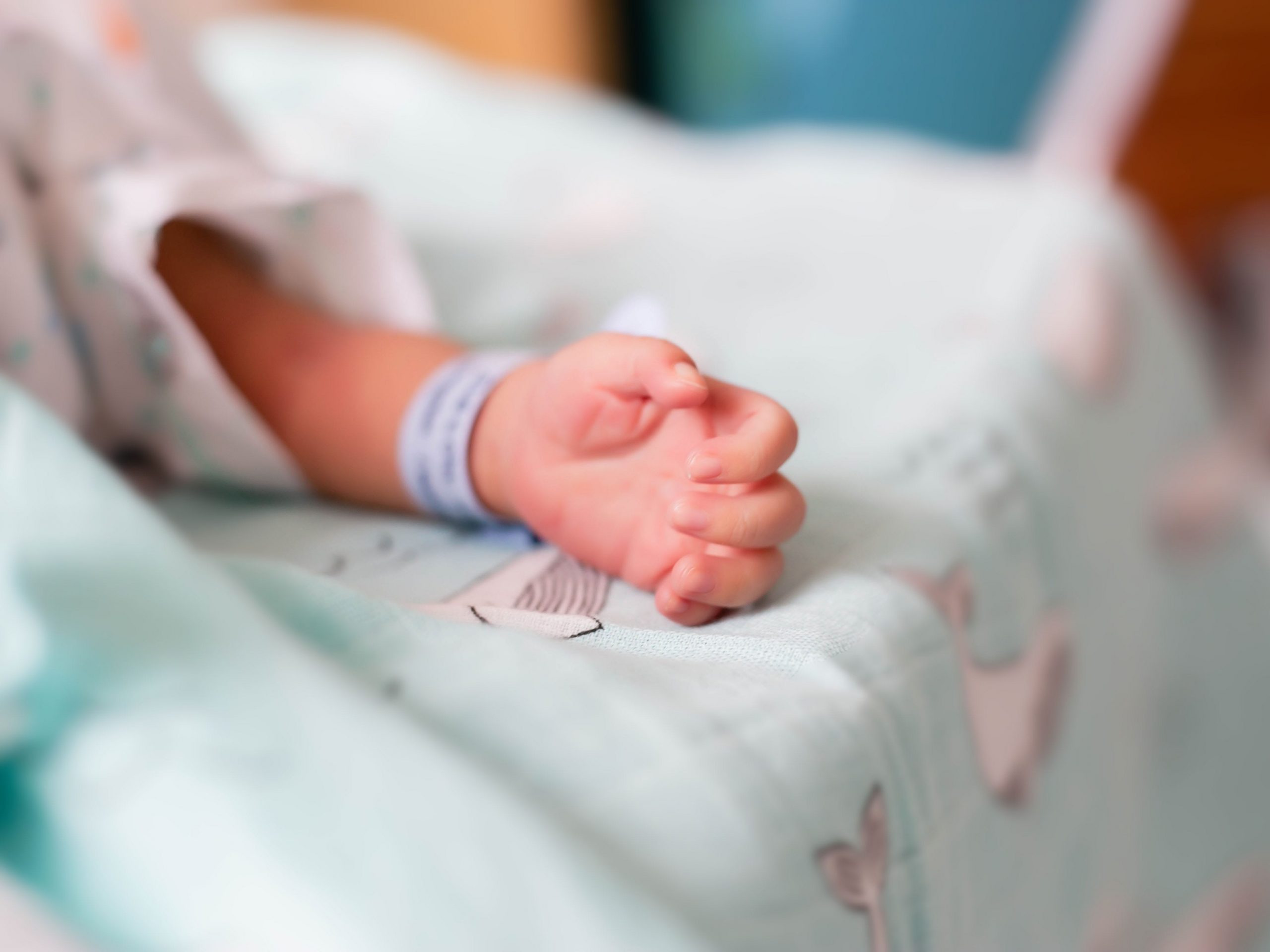 Small delicate little hand of newborn