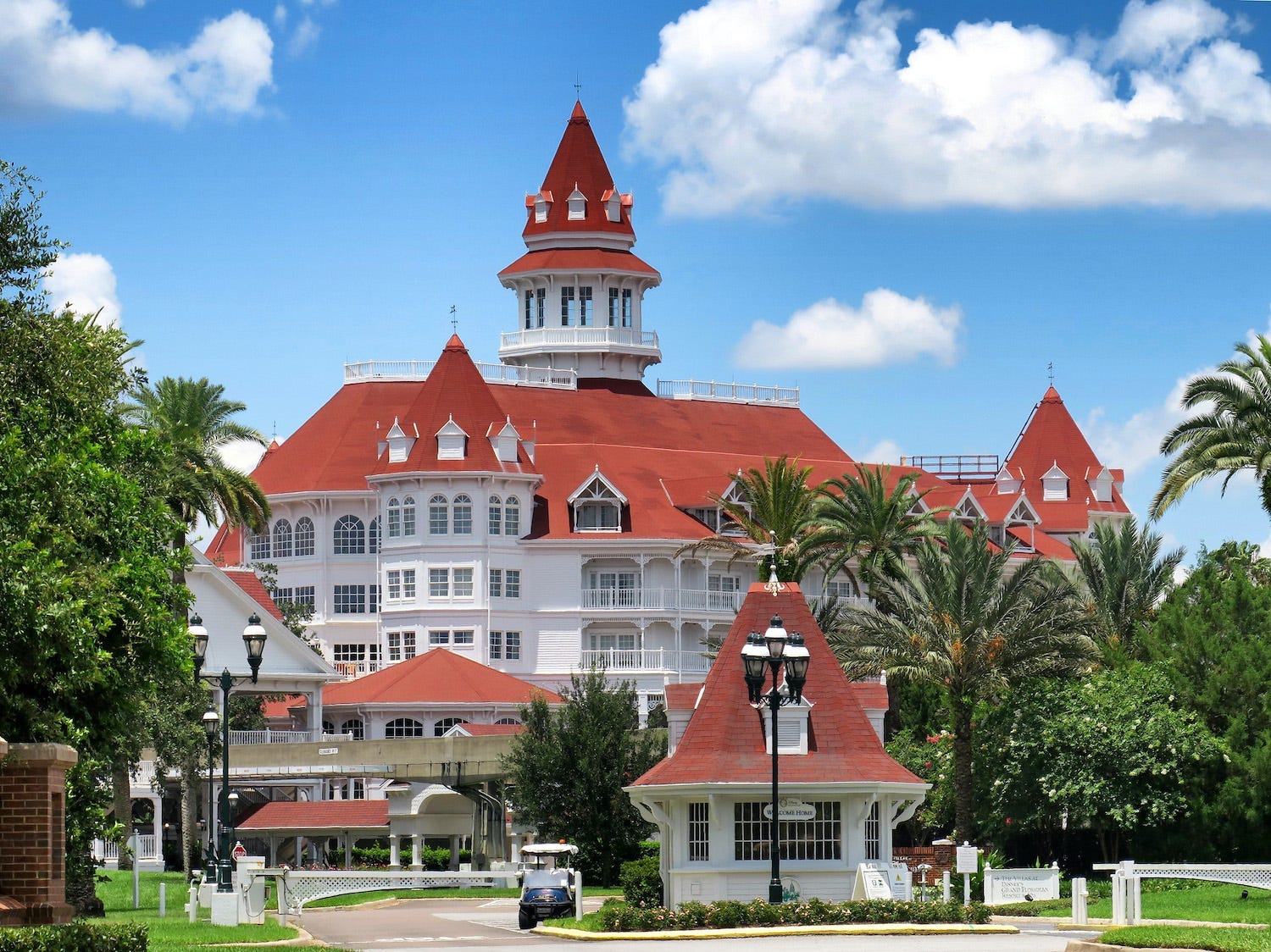 A view of Disney's Grand Floridian Resort main entrance at Walt Disney World.