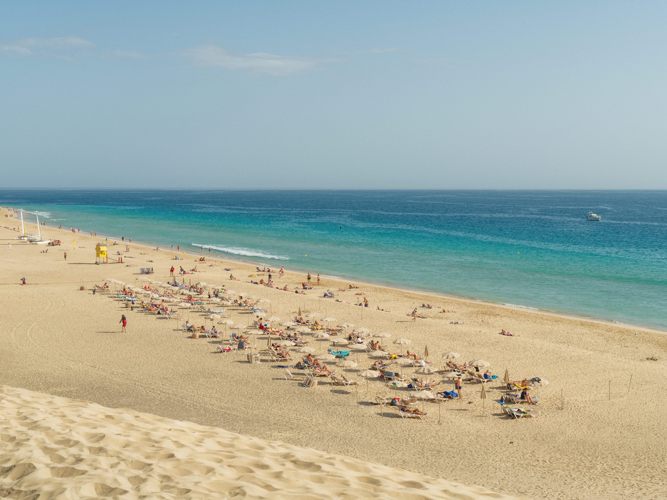 The white sand beach at Hotel Riu Palace Jandia in Fuerteventura, Canary Islands